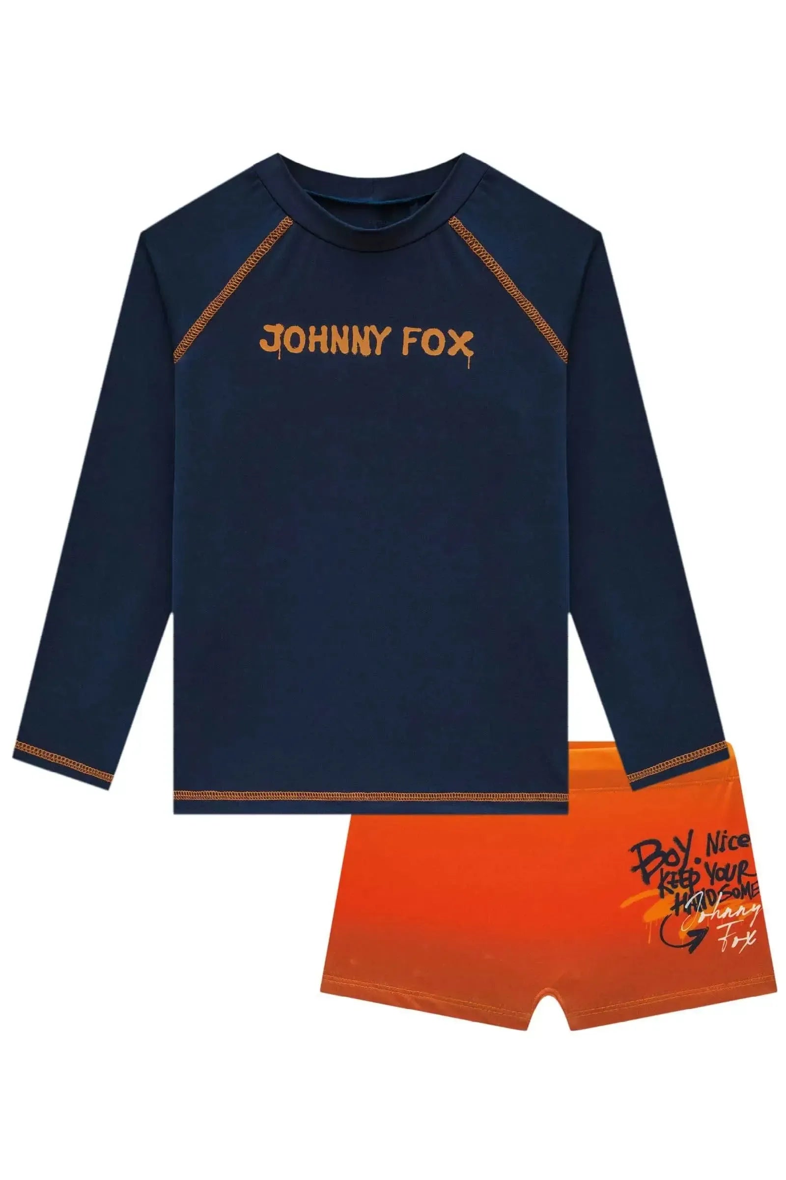 Conjunto de Camiseta e Sunga em Malha Uv Dry com Proteção UV50+ 85440 Johnny Fox Teen Menino