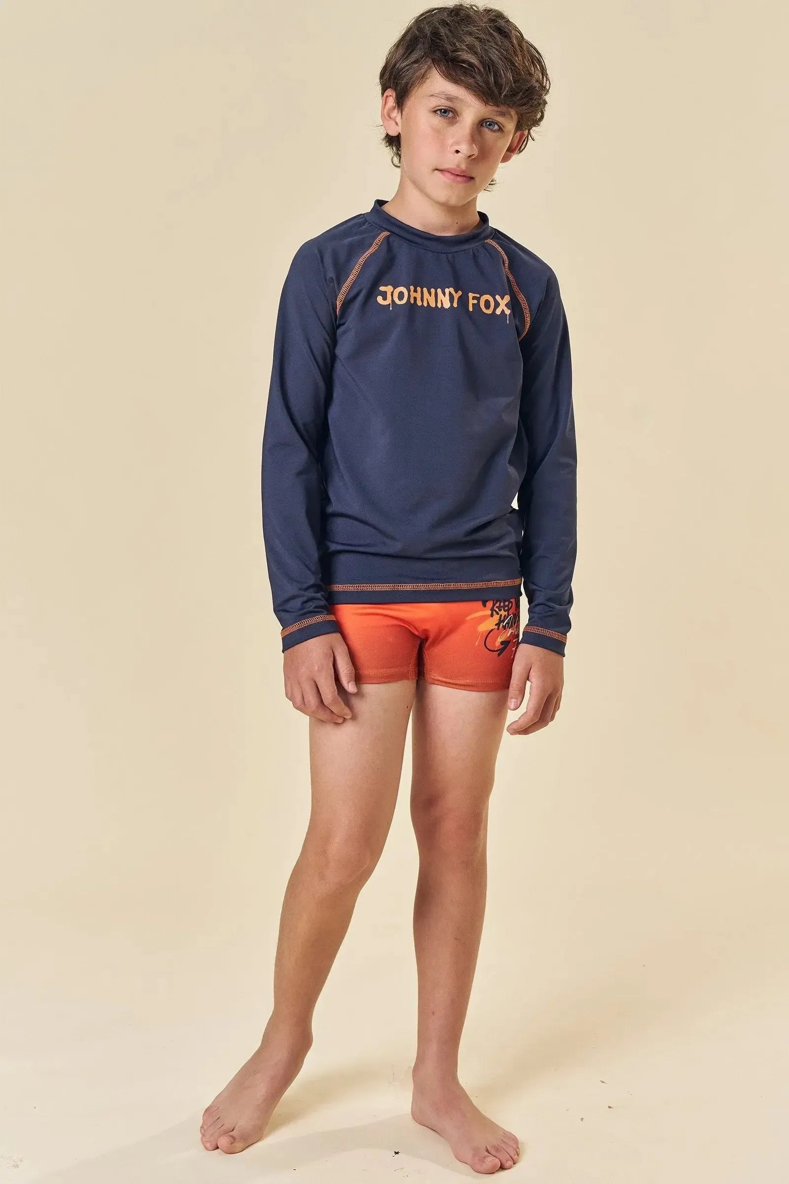 Conjunto de Camiseta e Sunga em Malha Uv Dry com Proteção UV50+ 85440 Johnny Fox Teen Menino