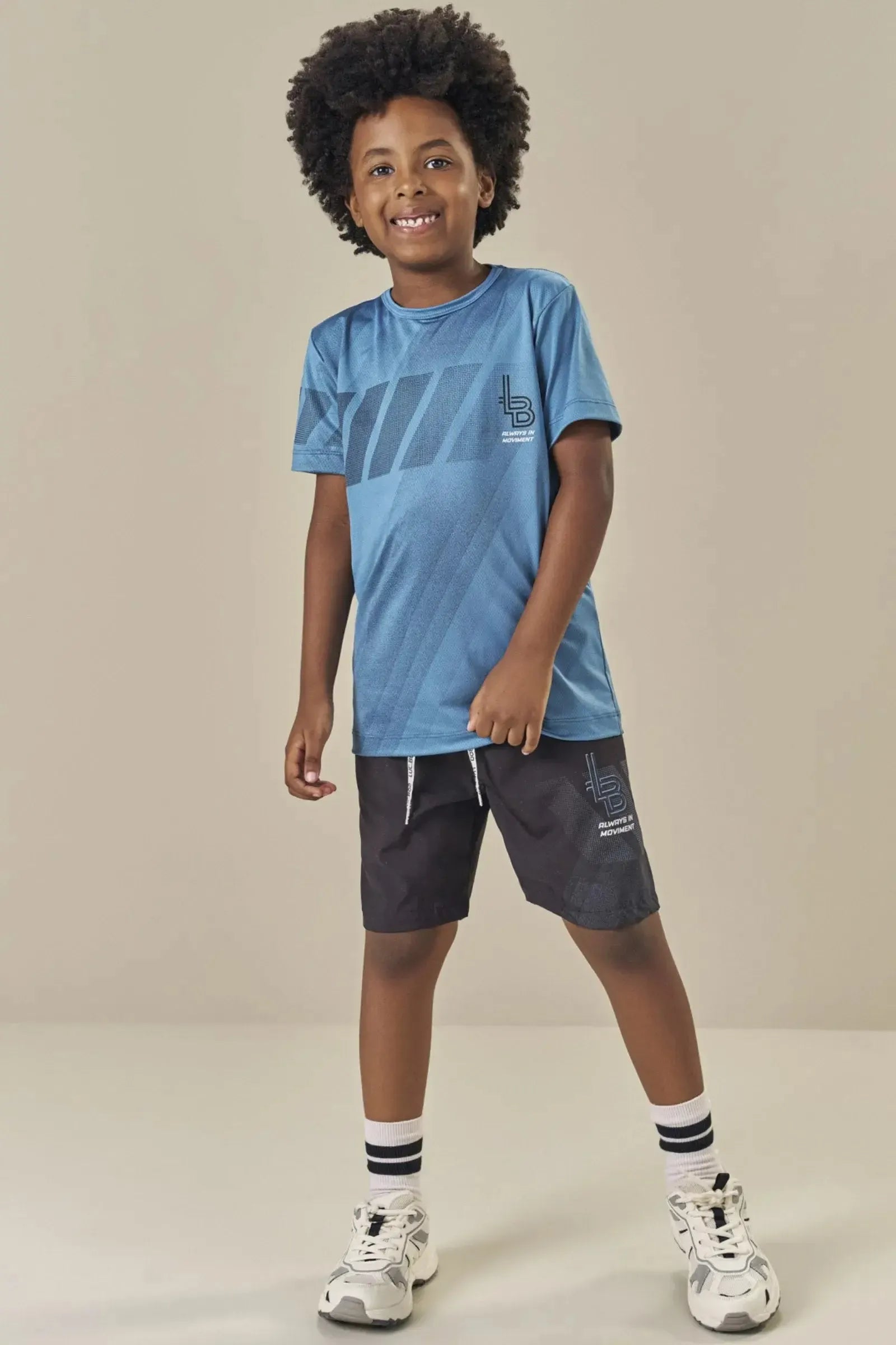 Conjunto de Camiseta em Malha Dry Yuki e Bermuda em Nylon Ergonomic com Elastano 84206 LucBoo Infantil Menino