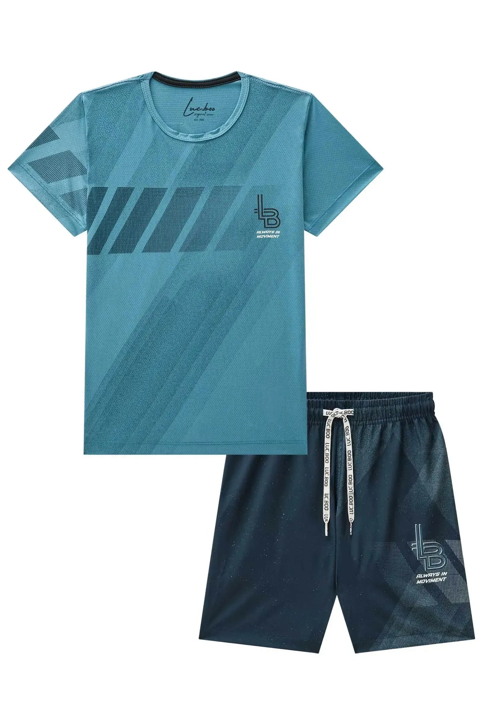 Conjunto de Camiseta em Malha Dry Yuki e Bermuda em Nylon Ergonomic com Elastano 84206 LucBoo Infantil Menino