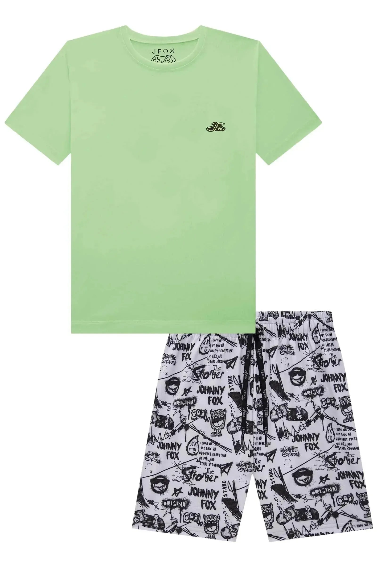 Conjunto de Camiseta em Meia Malha e Bermuda em Nylon Ergonomic com Elastano 83805 Johnny Fox Teen Menino