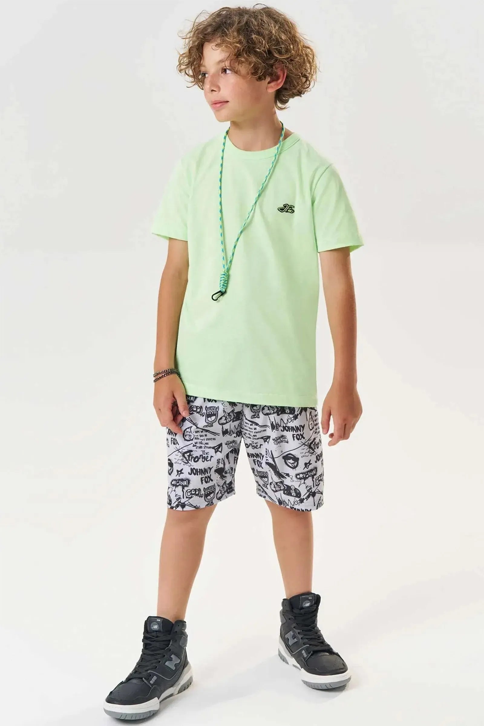 Conjunto de Camiseta em Meia Malha e Bermuda em Nylon Ergonomic com Elastano 83805 Johnny Fox Teen Menino