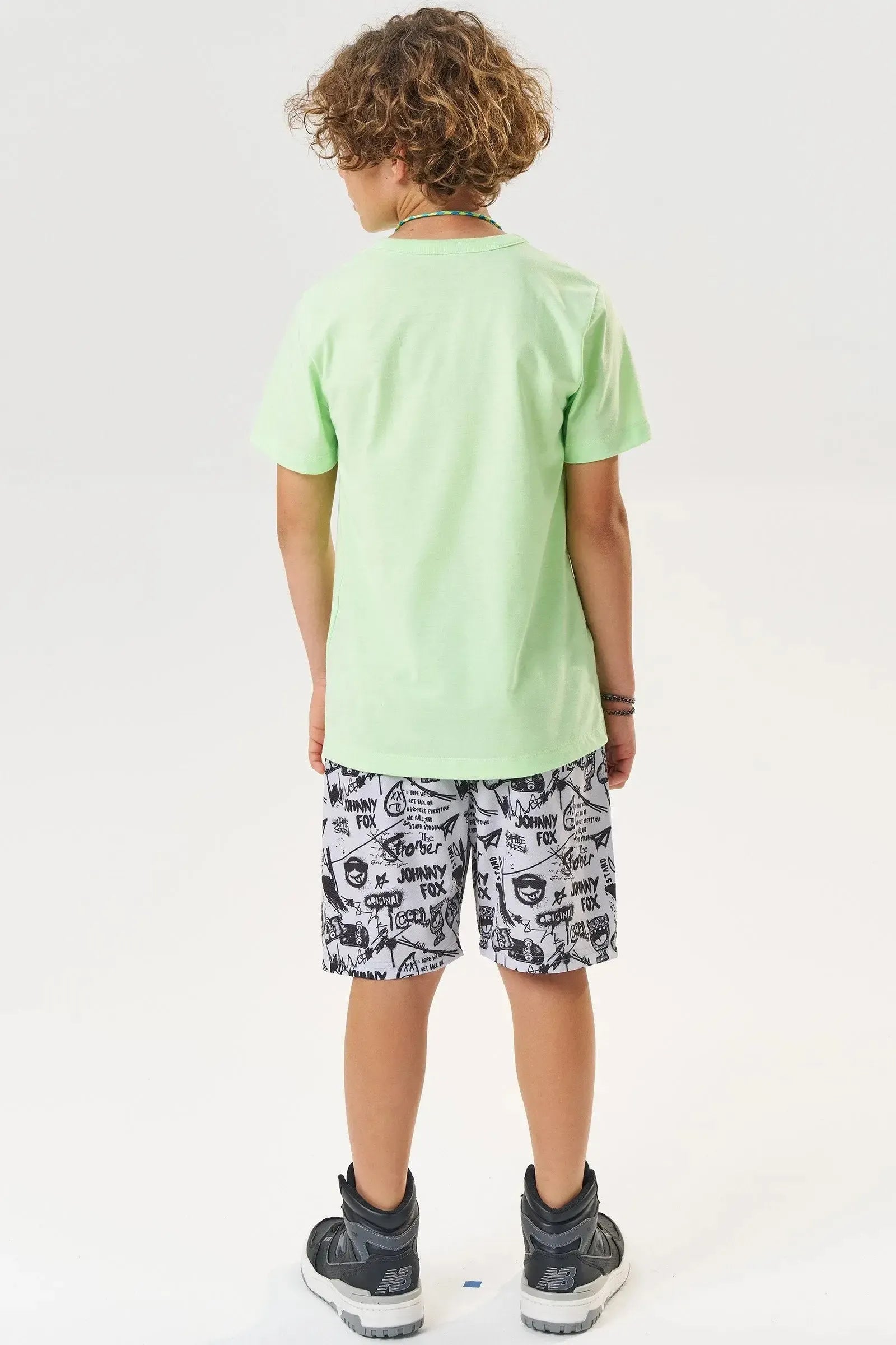 Conjunto de Camiseta em Meia Malha e Bermuda em Nylon Ergonomic com Elastano 83805 Johnny Fox Teen Menino