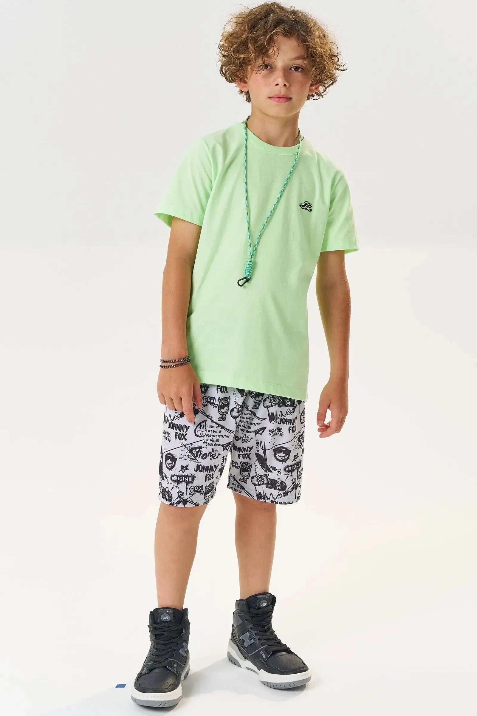 Conjunto de Camiseta em Meia Malha e Bermuda em Nylon Ergonomic com Elastano 83805 Johnny Fox Teen Menino