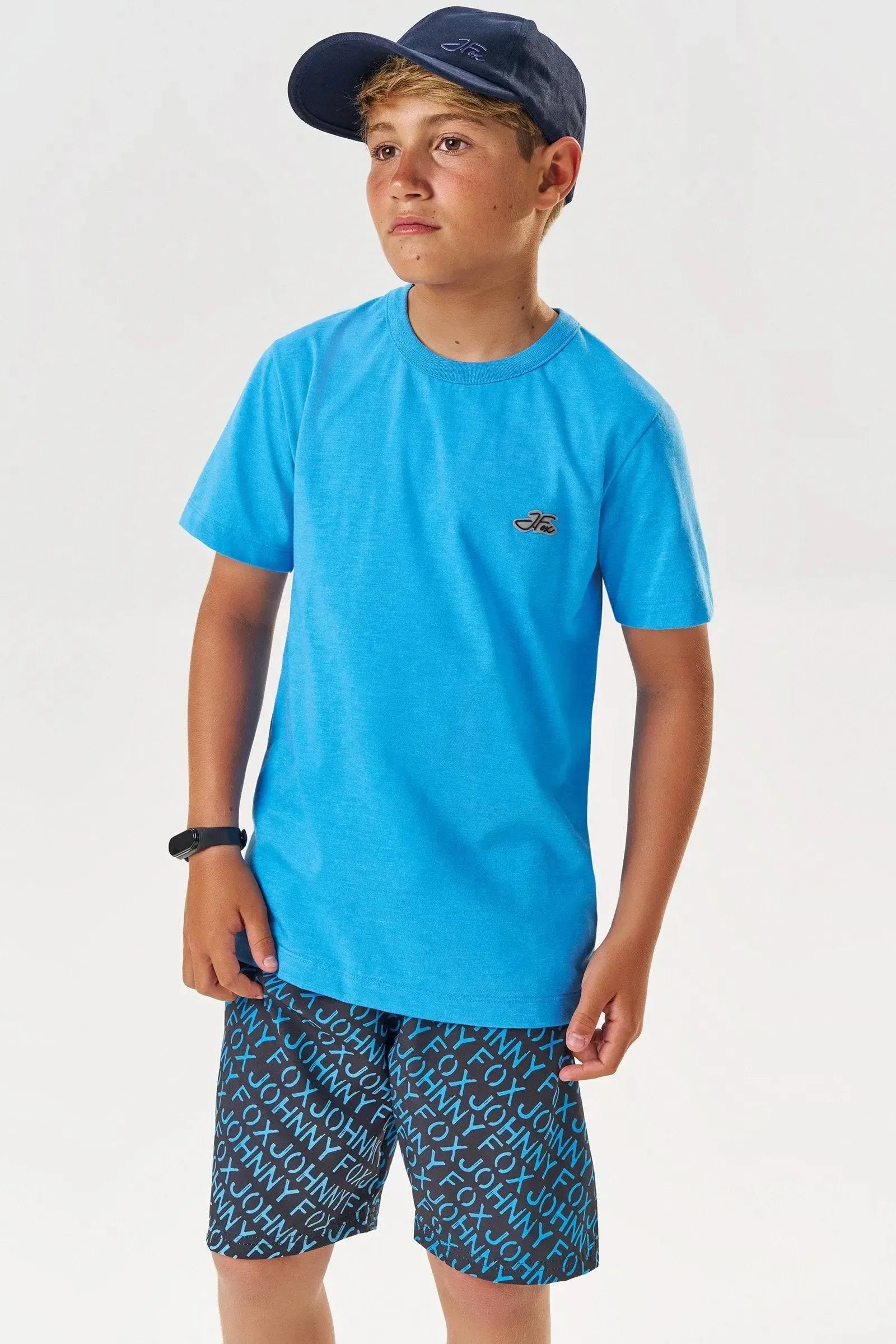 Conjunto de Camiseta em Meia Malha e Bermuda em Nylon Ergonomic com Elastano 83805 Johnny Fox Teen Menino