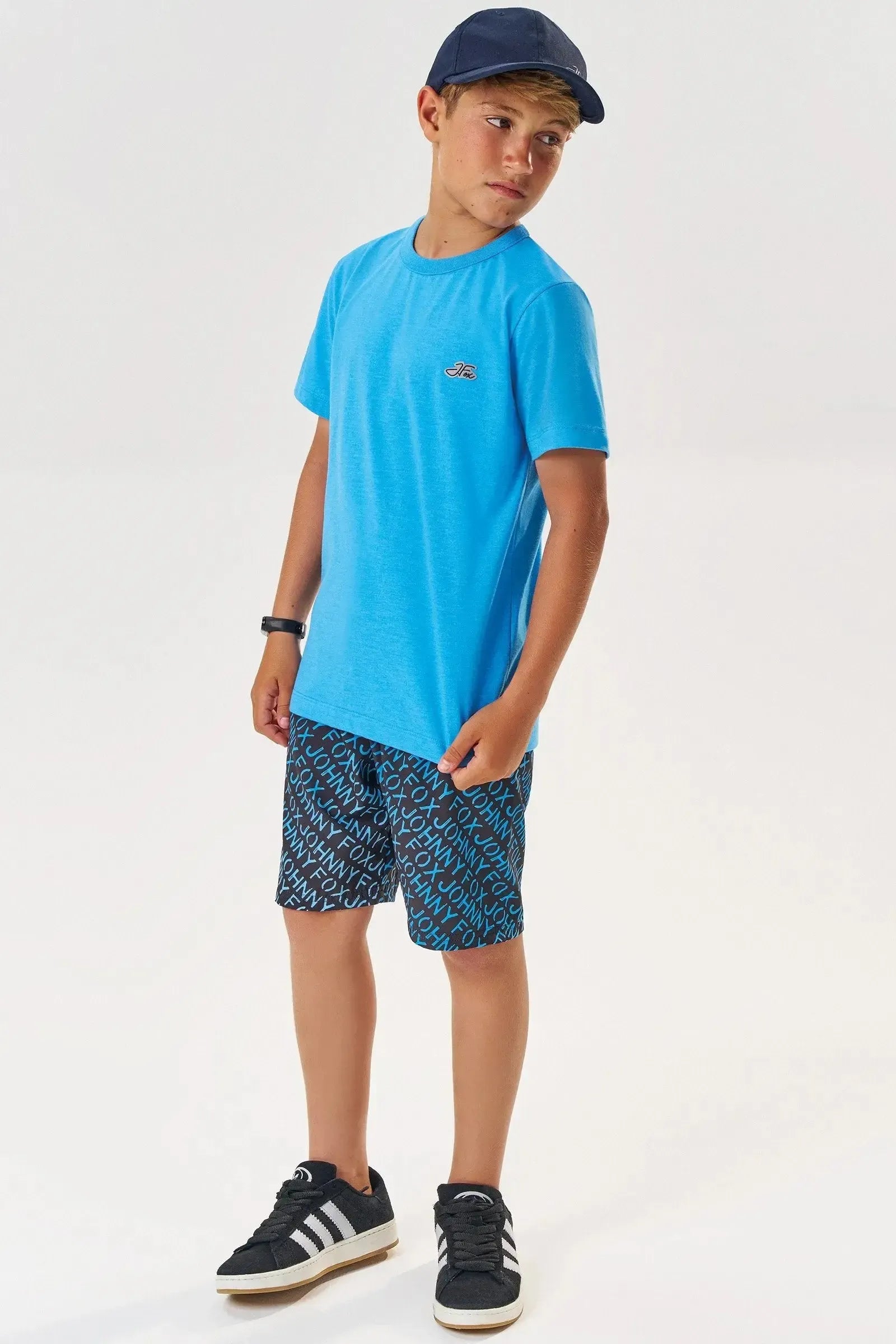 Conjunto de Camiseta em Meia Malha e Bermuda em Nylon Ergonomic com Elastano 83805 Johnny Fox Teen Menino