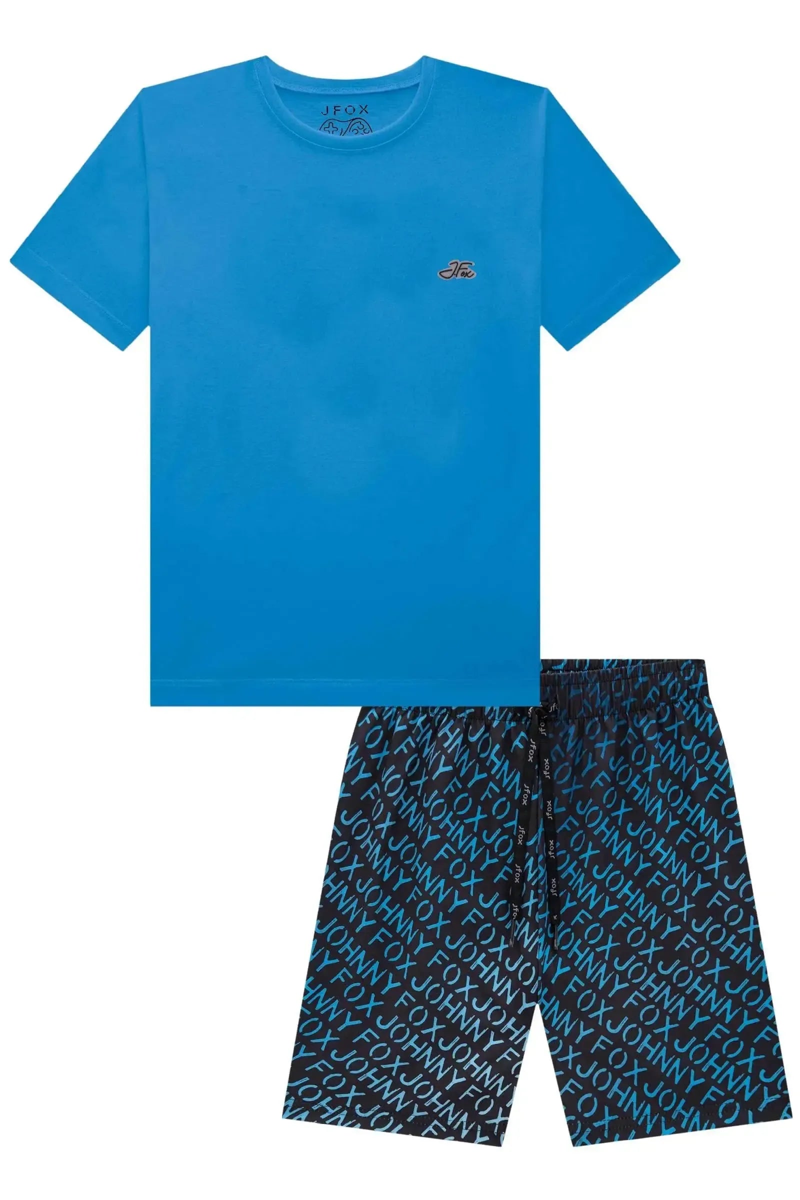 Conjunto de Camiseta em Meia Malha e Bermuda em Nylon Ergonomic com Elastano 83805 Johnny Fox Teen Menino