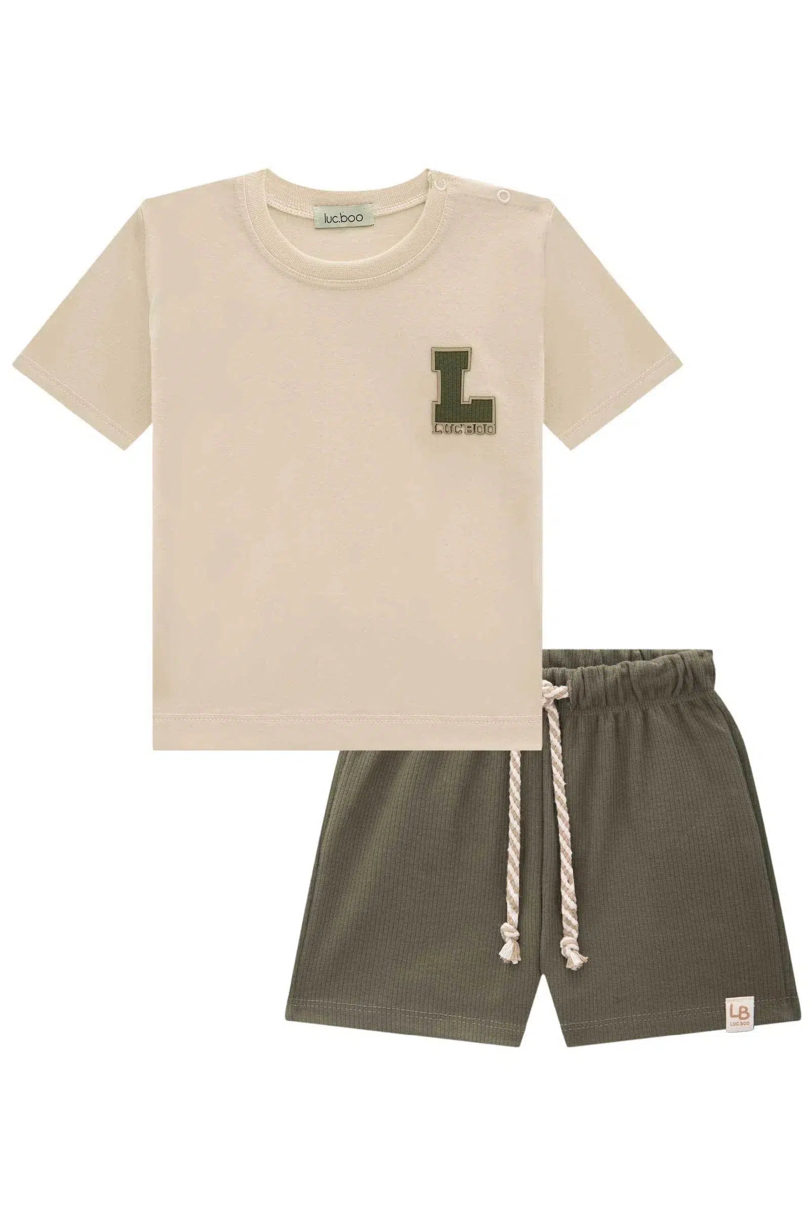 Conjunto Bebê Menino de Camiseta em Meia Malha e Bermuda em Canelado Liz 82480 LucBoo