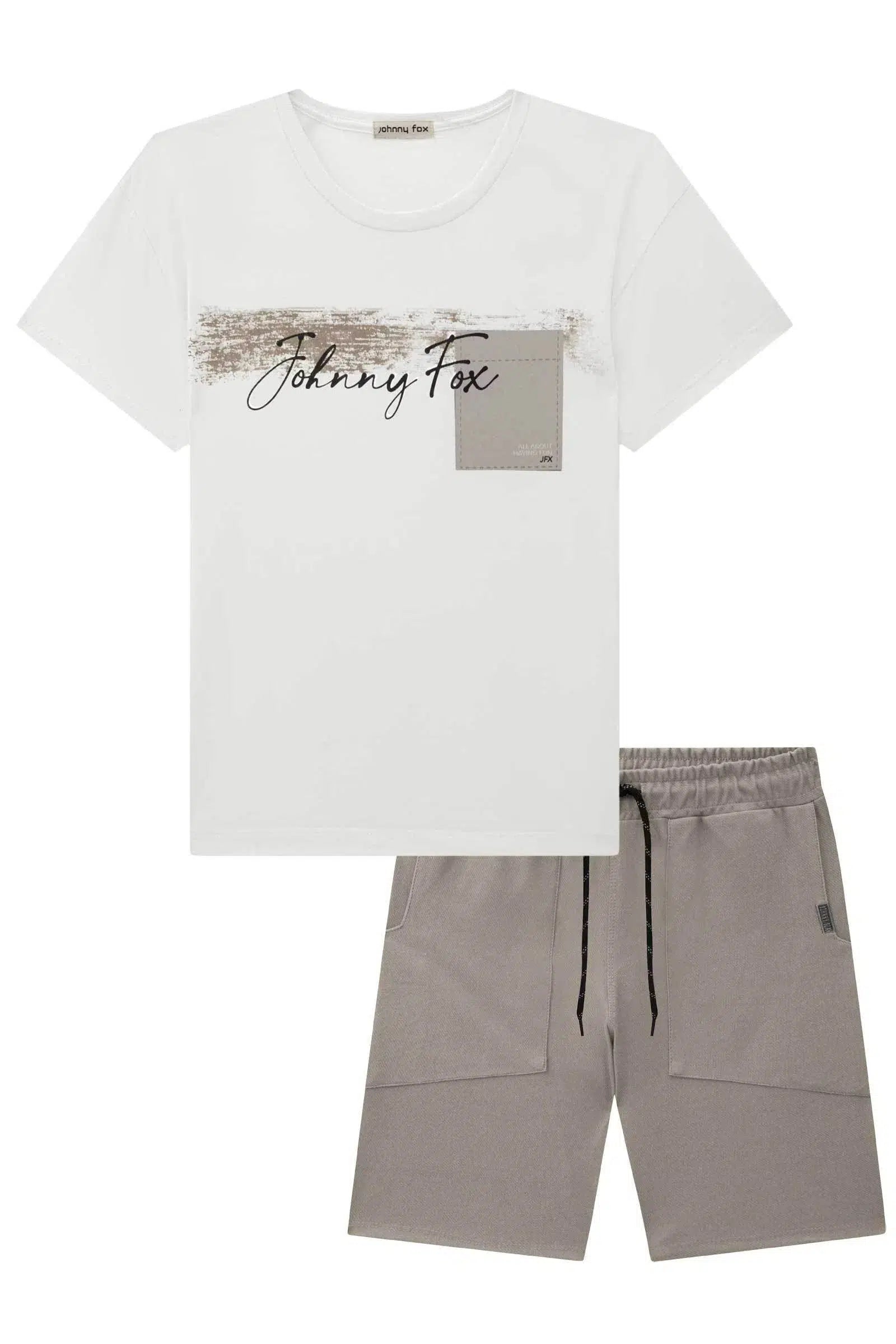 Conjunto de Camiseta em Meia Malha e Bermuda em Cotton Jeans com Elastano 72405 Johnny Fox