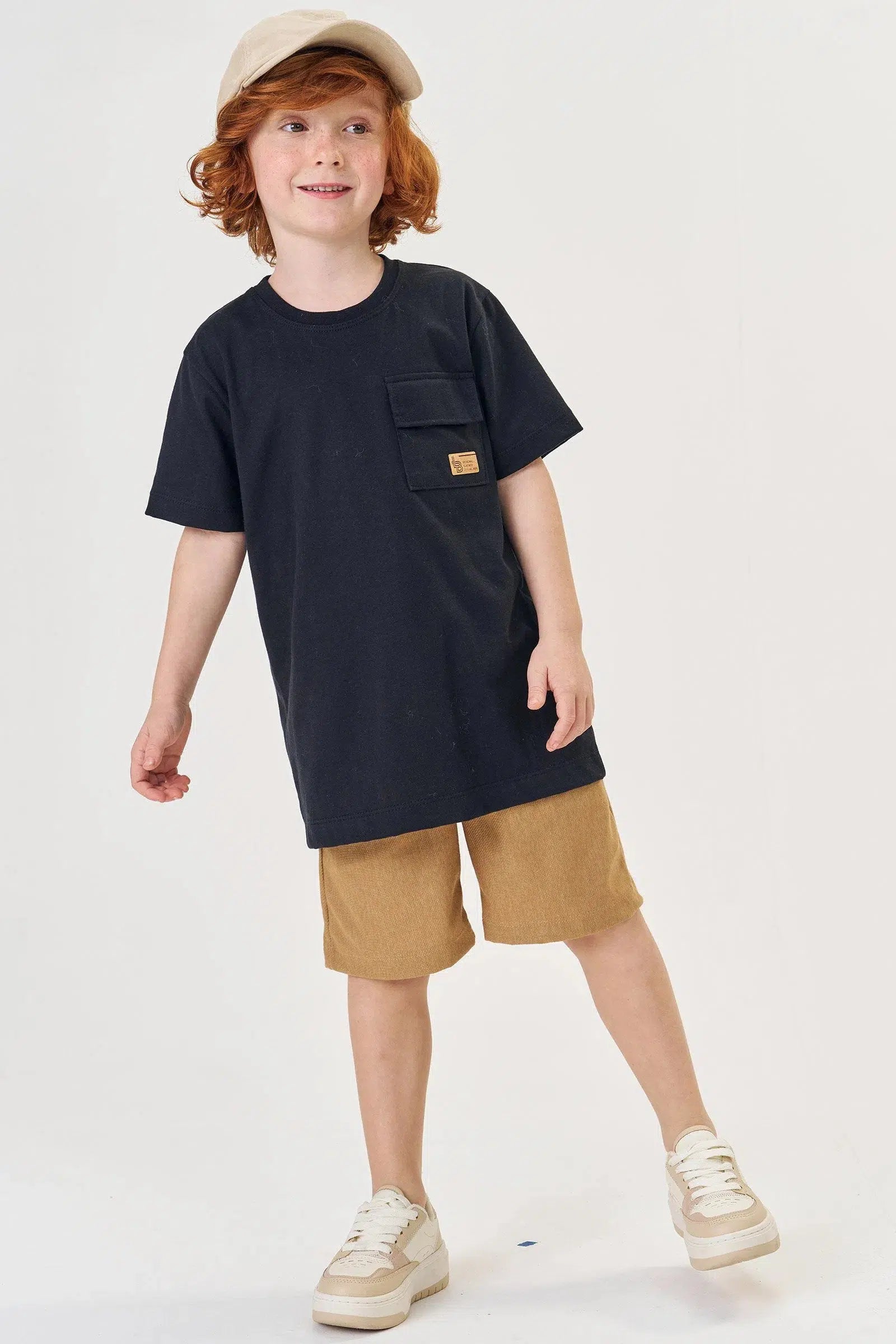 Conjunto Infantil Menino de Camiseta em Meia Malha e Bermuda em Cotton Jeans com Elastano 82473 LucBoo