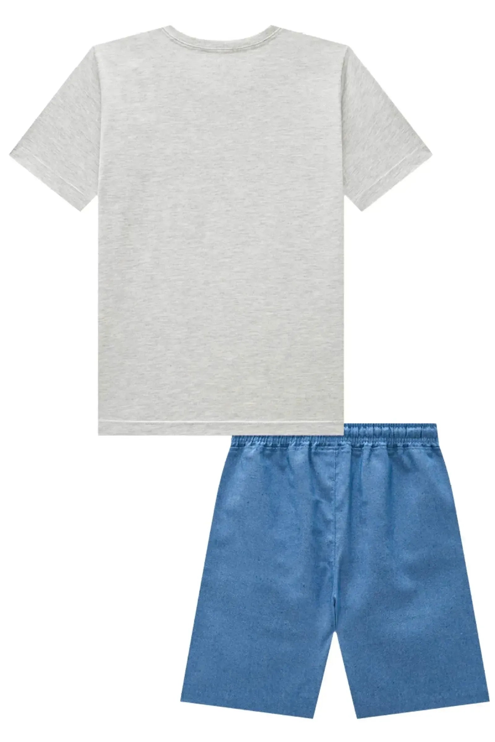 Conjunto de Camiseta em Meia Malha e Bermuda em Ecostretch 84064 Johnny Fox Teen Menino