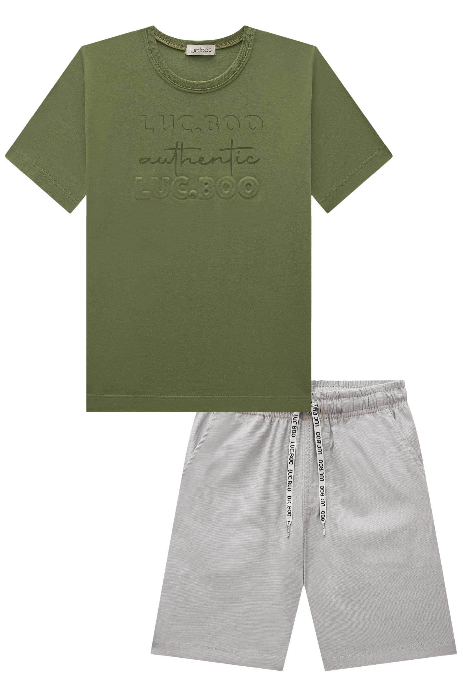 Conjunto de Camiseta em Meia Malha e Bermuda em Linho Santorine com Elastano 77581 LucBoo