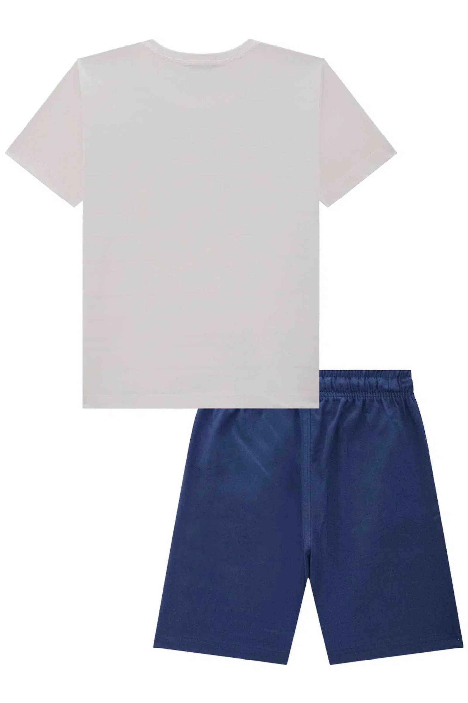 Conjunto Infantil Menino de Camiseta em Meia Malha e Bermuda em Linho Santorine com Elastano 81625 LucBoo