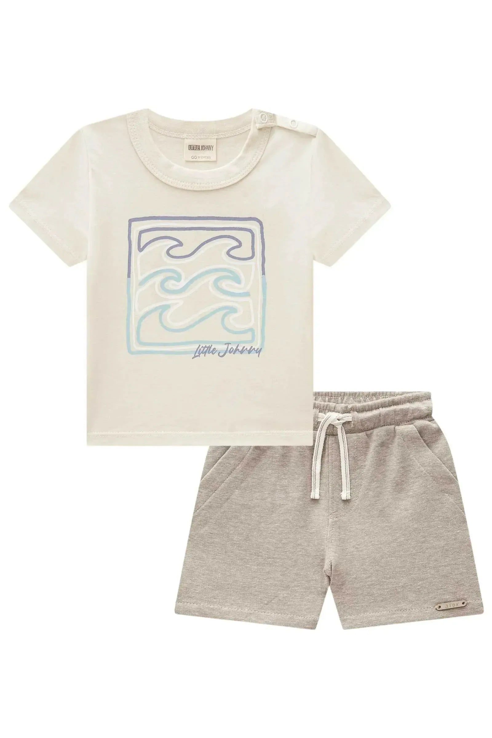 Conjunto de Camiseta em Meia Malha e Bermuda em Malha Active 84658 Johnny Fox Bebê Menino