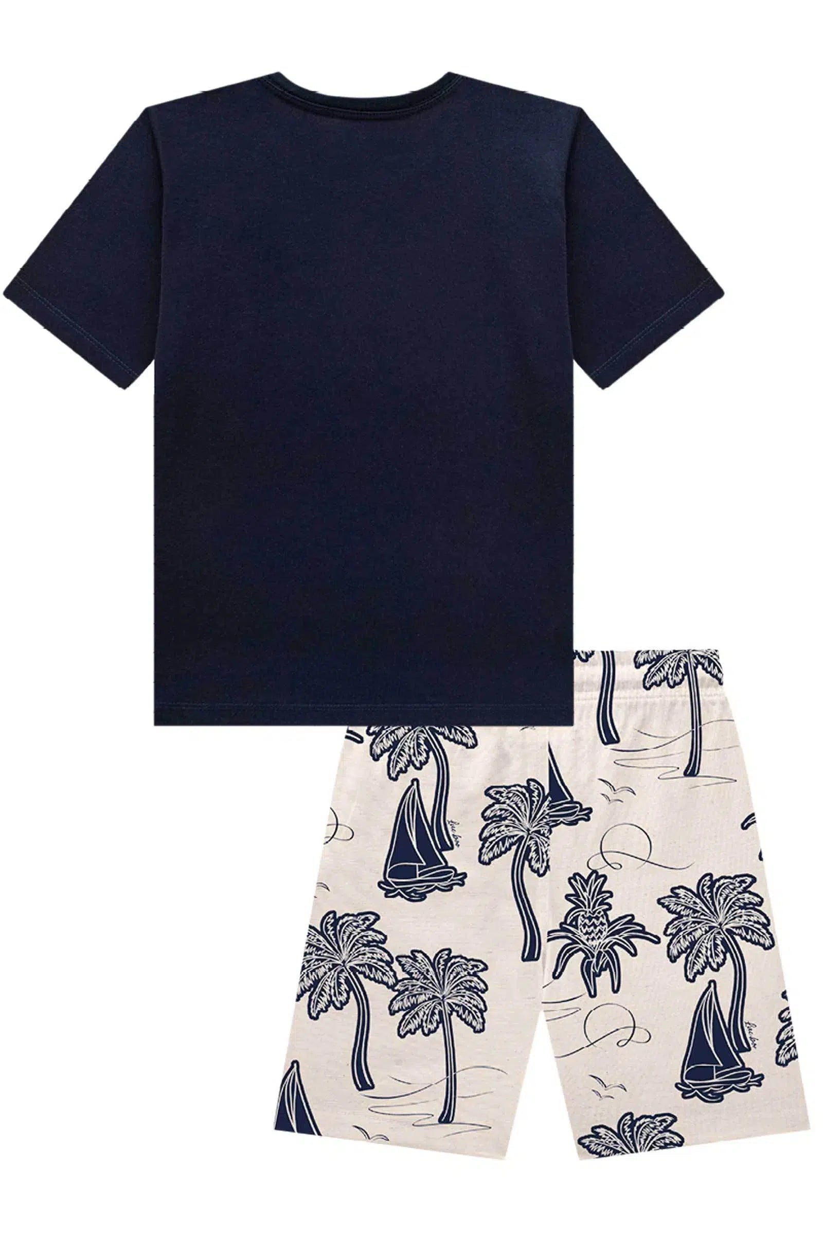 Conjunto de Camiseta em Meia Malha e Bermuda em Molecotton 77035 LucBoo