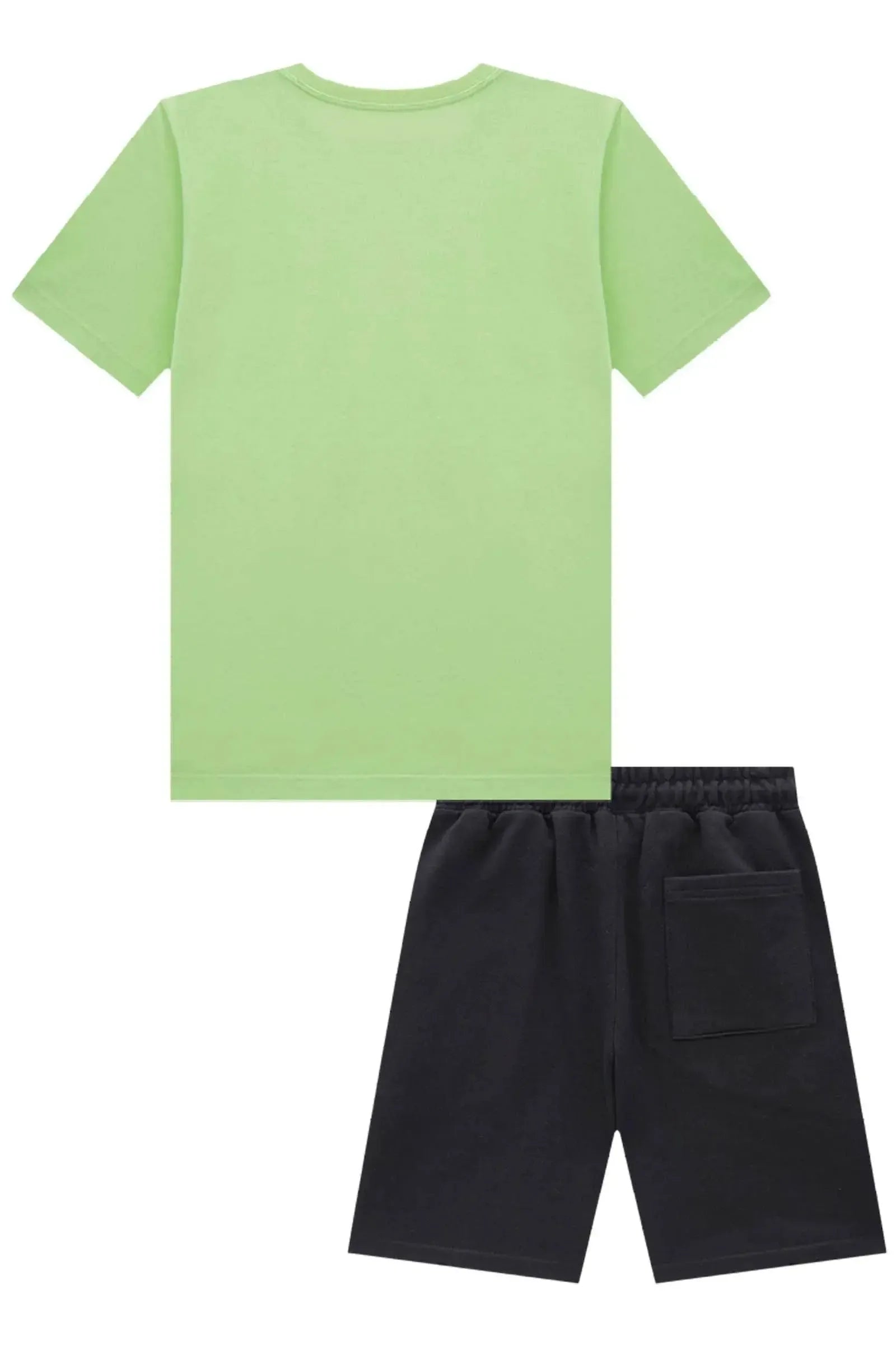 Conjunto de Camiseta em Meia Malha e Bermuda em Moletom sem Pelúcia 85073 Johnny Fox Teen Menino