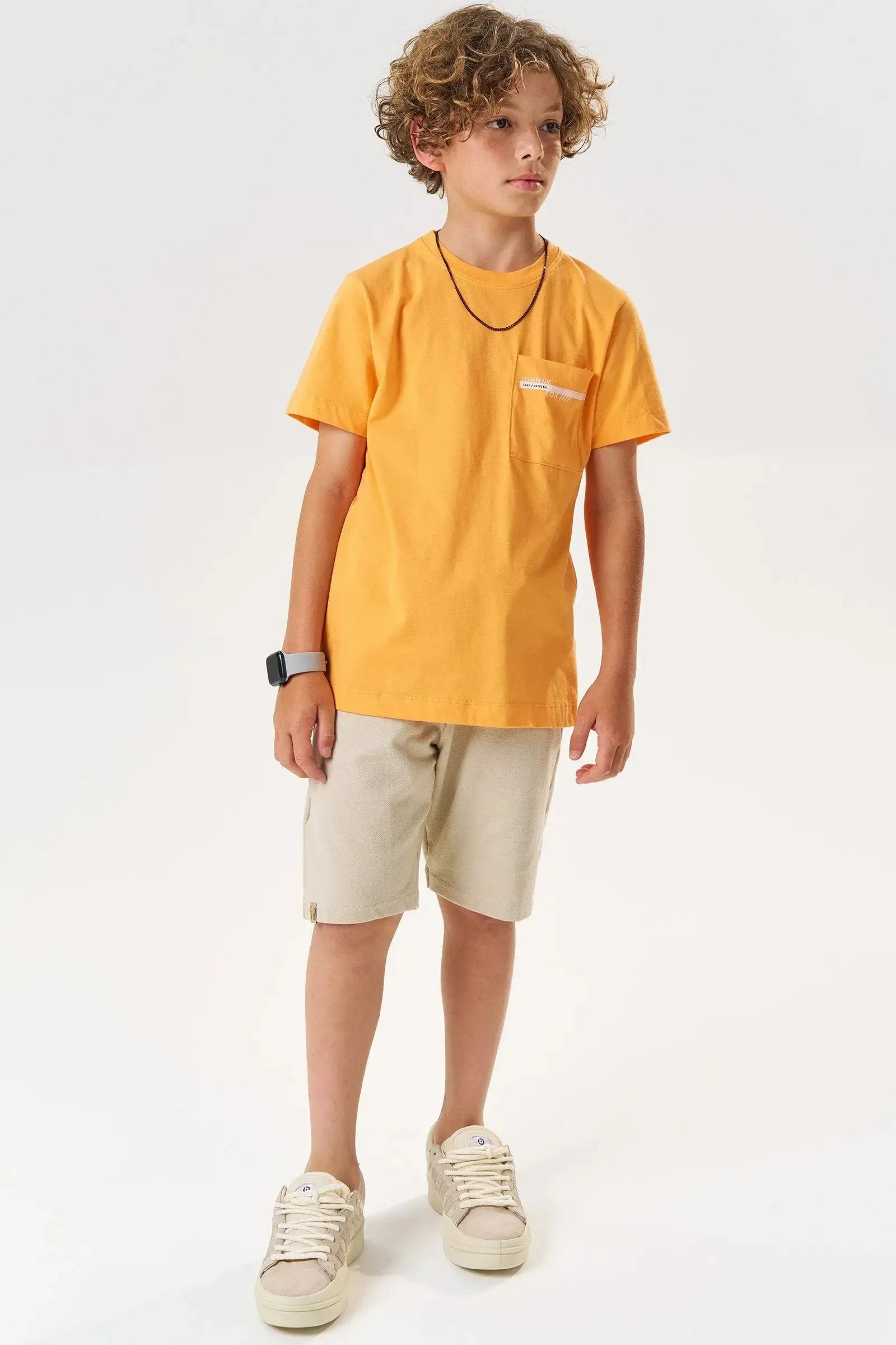 Conjunto de Camiseta em Meia Malha e Bermuda em Moletwill com Elastano 85063 Johnny Fox Teen Menino