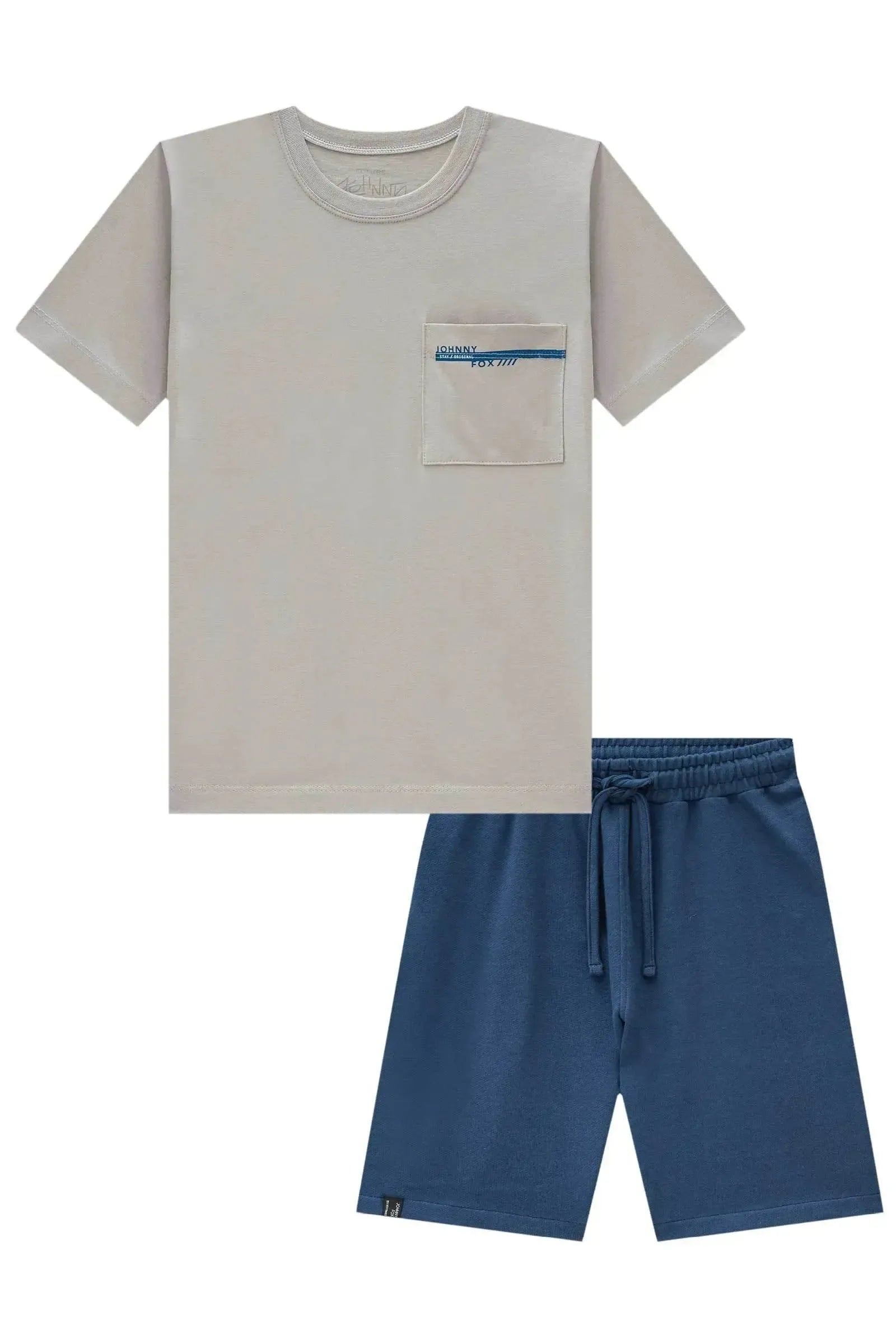 Conjunto de Camiseta em Meia Malha e Bermuda em Moletwill com Elastano 85063 Johnny Fox Teen Menino