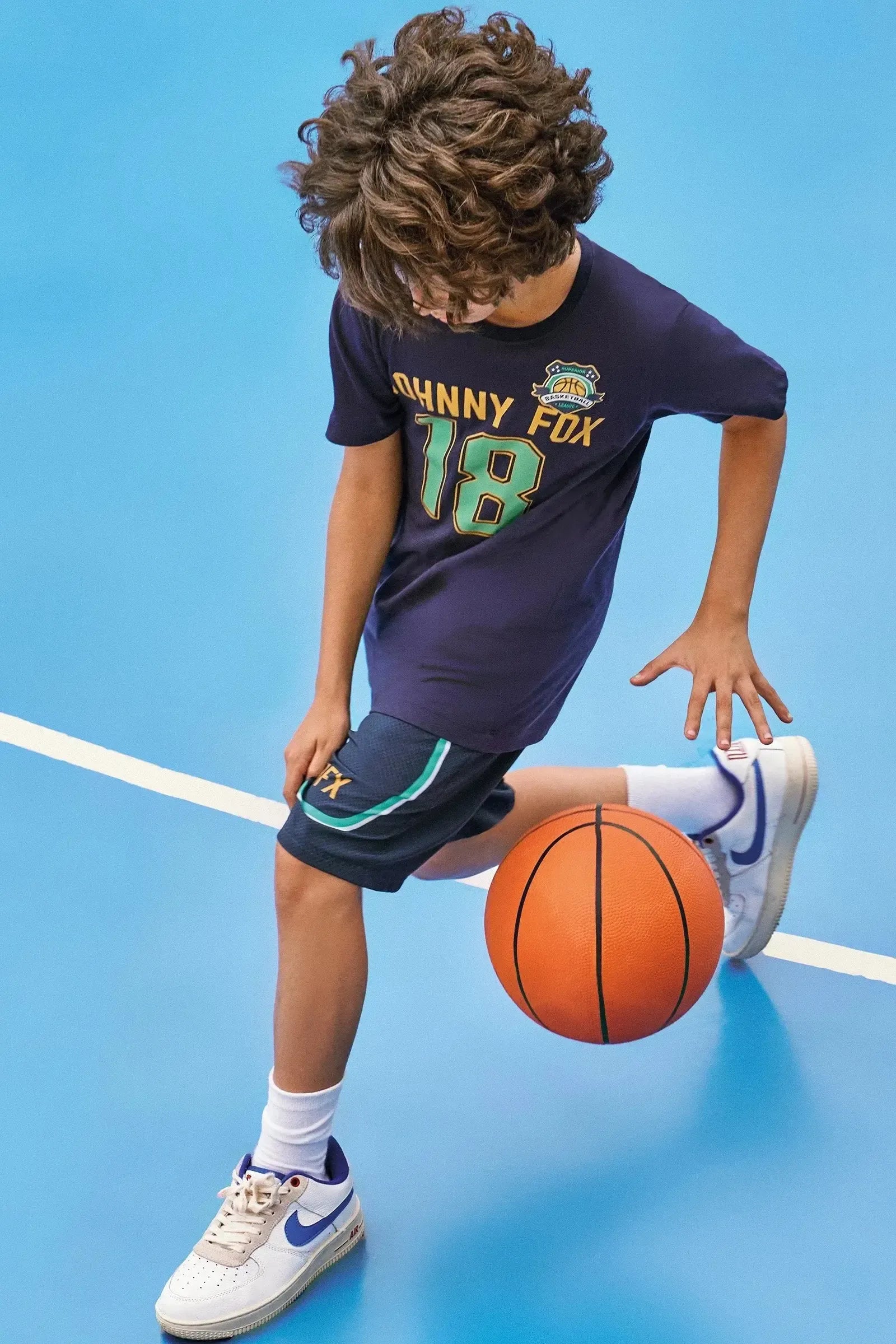 Conjunto de Camiseta em Meia Malha e Bermuda em Nylon Ergonomic 85684 Johnny Fox Teen Menino