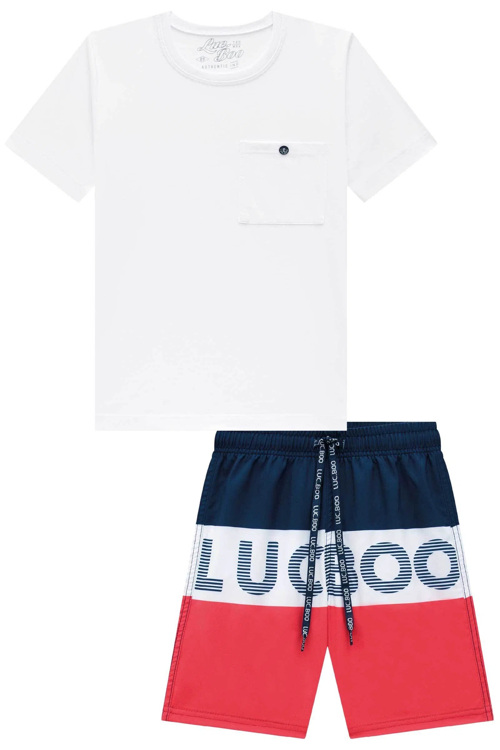 Conjunto de Camiseta em Meia Malha e Bermuda em Nylon Ergonomic com Elastano 74665 LucBoo