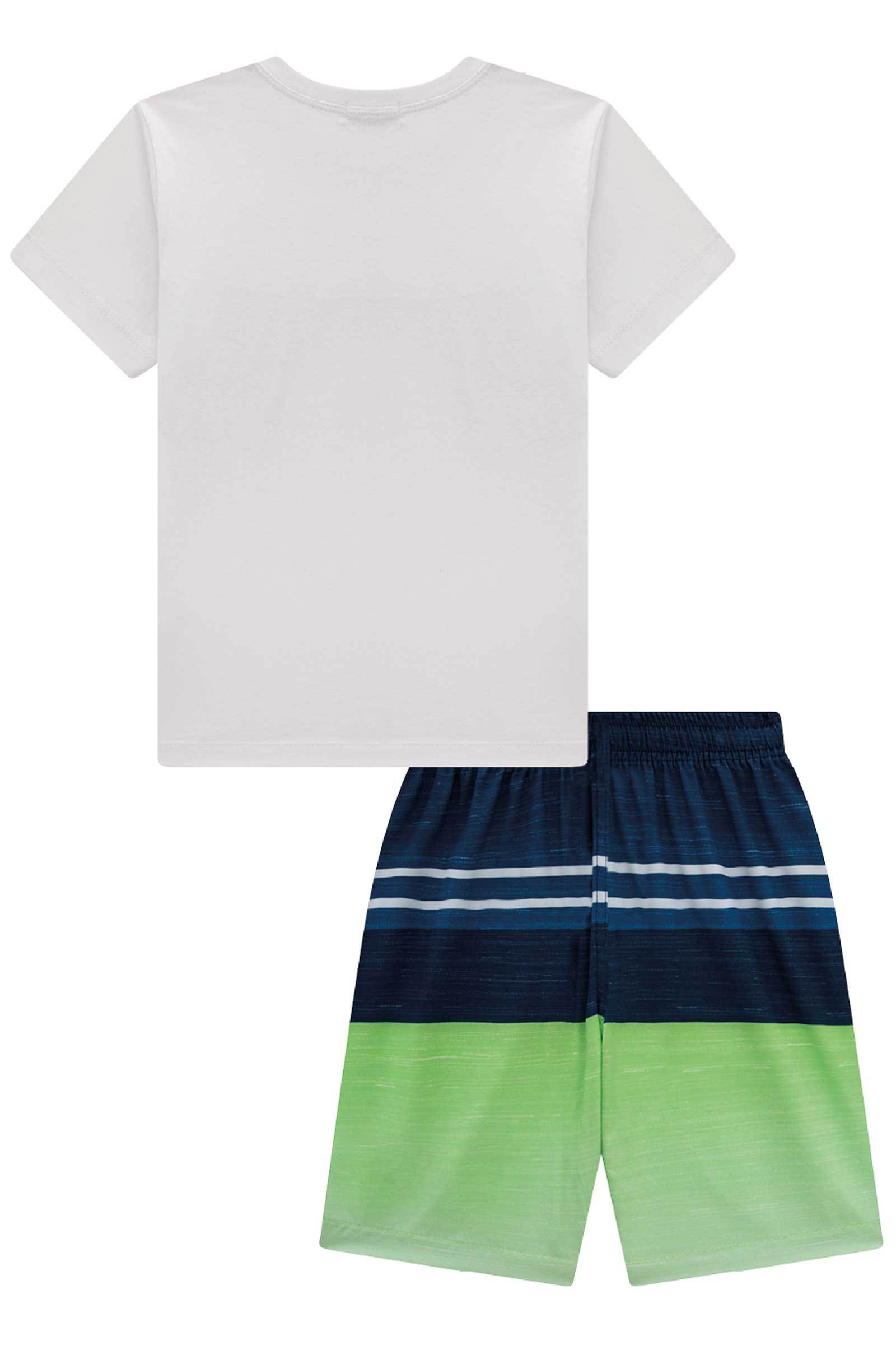 Conjunto de Camiseta em Meia Malha e Bermuda em Nylon Ergonomic com Elastano 77593 LucBoo