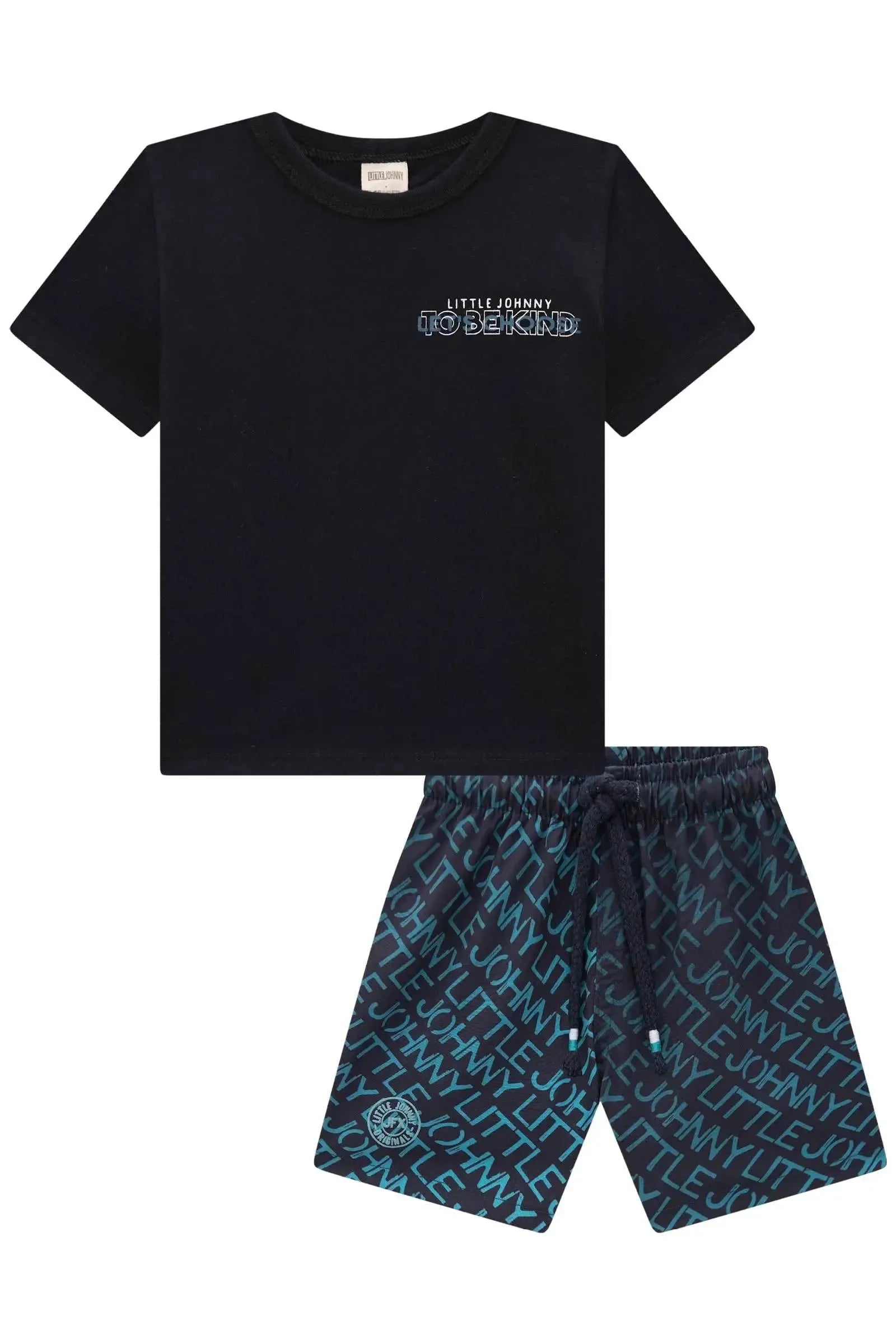 Conjunto de Camiseta em Meia Malha e Bermuda em Nylon Ergonomic com Elastano 84679 Johnny Fox Bebê Menino