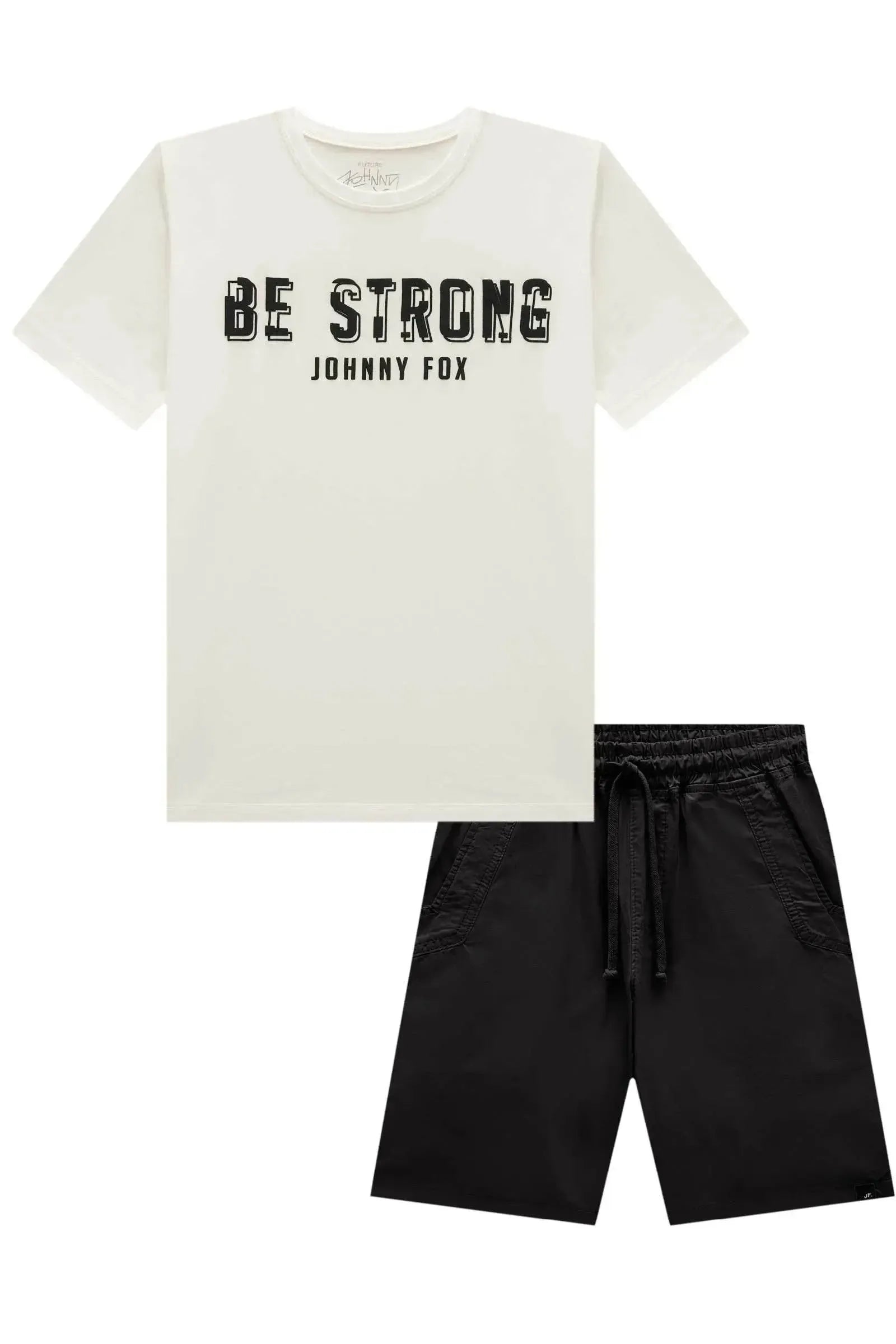 Conjunto de Camiseta em Meia Malha e Bermuda em Sarja Squash com Elastano 85072 Johnny Fox Teen Menino
