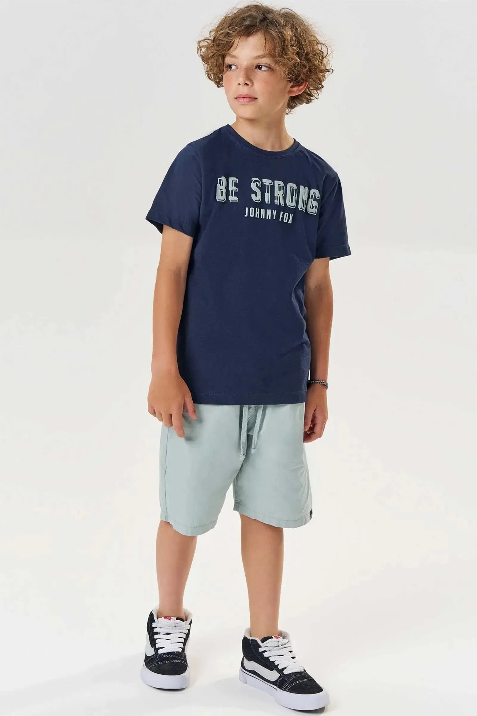 Conjunto de Camiseta em Meia Malha e Bermuda em Sarja Squash com Elastano 85072 Johnny Fox Teen Menino