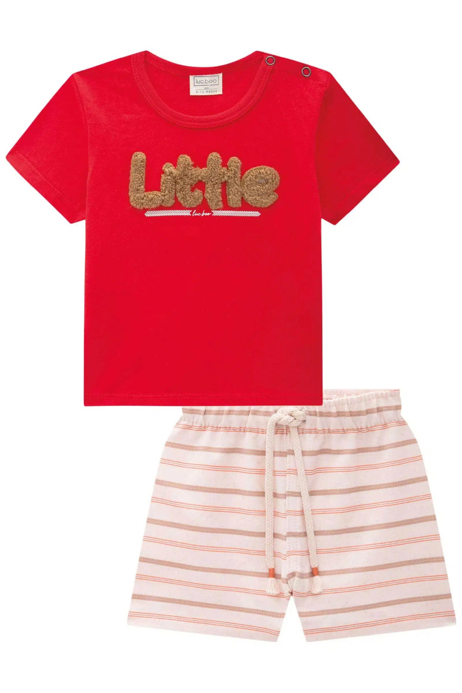 Conjunto Bebê Menino de Camiseta em Meia Malha e Bermuda em Tecido Alfaiataria Katherine com Elastano 82054 LucBoo