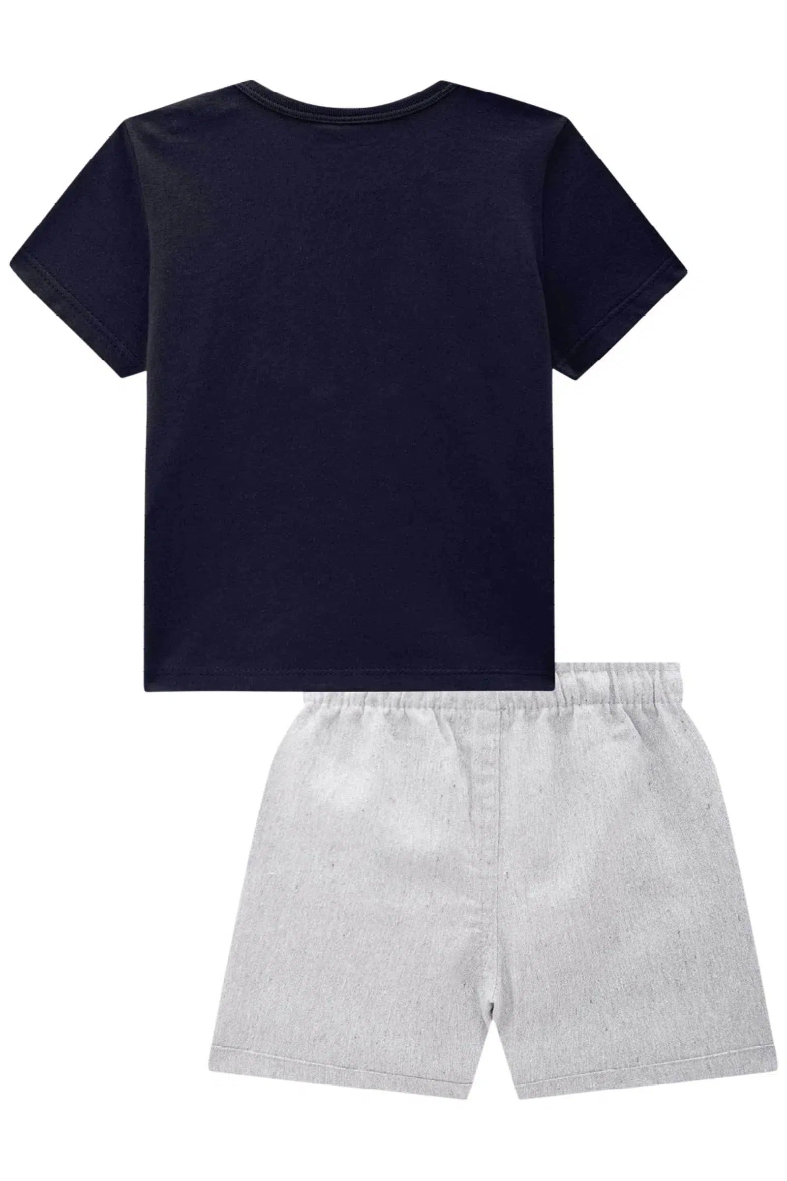 Conjunto Bebê Menino de Camiseta em Meia Malha e Bermuda em Tecido Eco com Elastano 82072 LucBoo