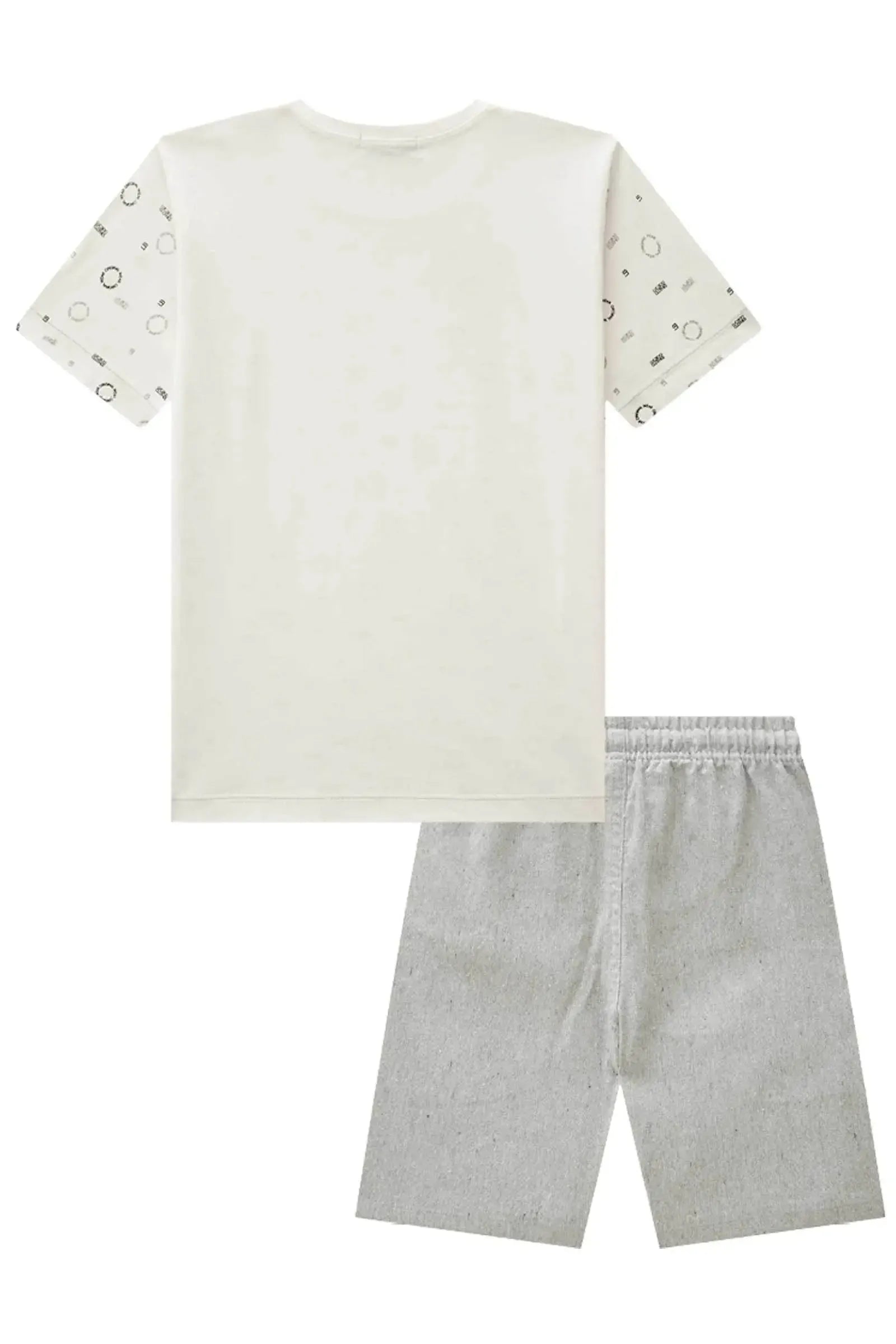 Conjunto de Camsieta em Meia Malha e Bermuda em Tecido Dubai com Elastano 84805 LucBoo Infantil Menino