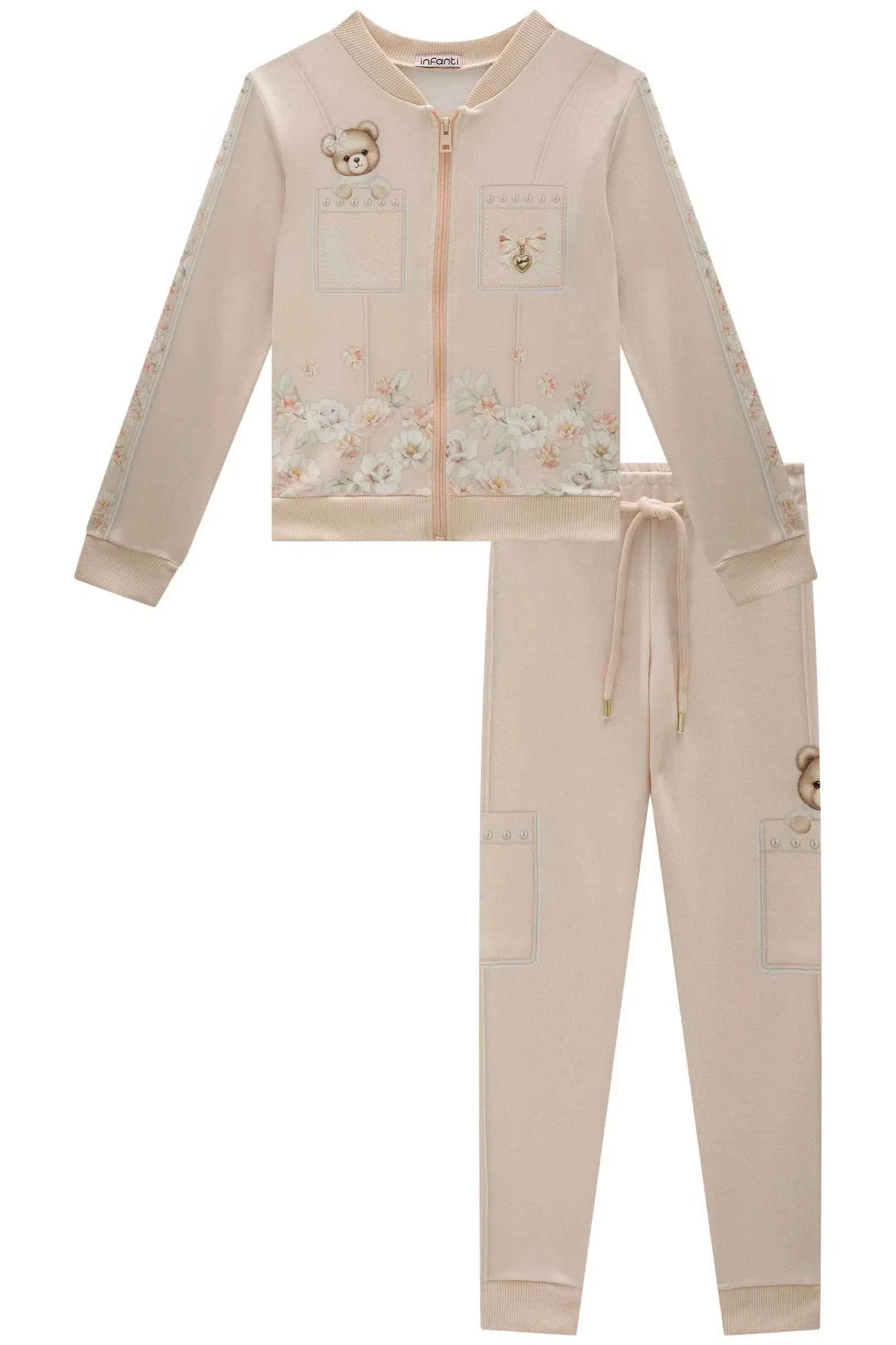 Conjunto de Jaqueta e Calça Jogger em Molecotton 81117 Infanti Infantil Menina