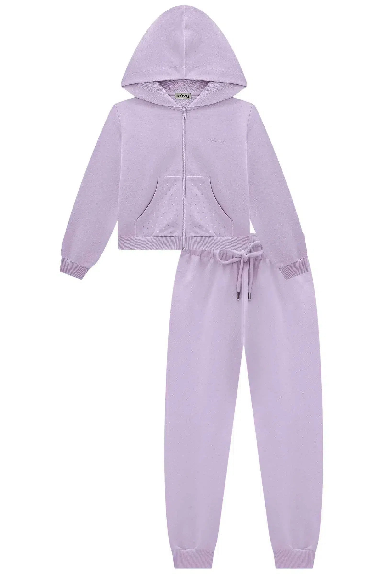 Conjunto de Jaqueta e Calça Jogger em Moletom com Pelúcia 81209 Infanti Infantil Menina