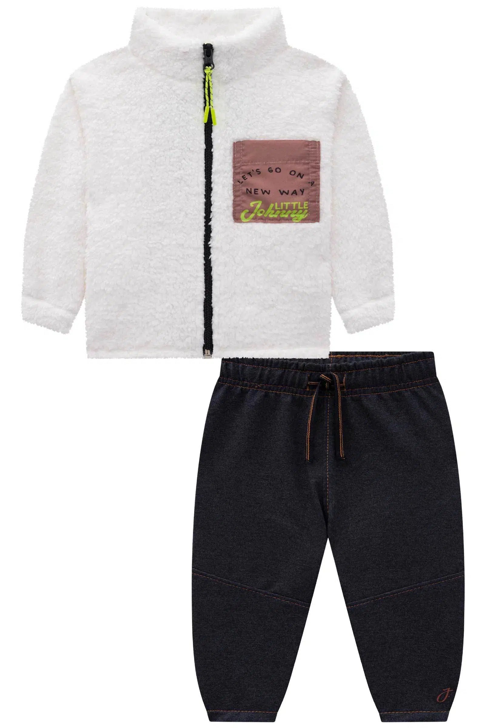 Conjunto de Jaqueta em Pelo Carneirinho Dublado e Calça Jogger em Molecotton com Elastano 71435 Johnny Fox