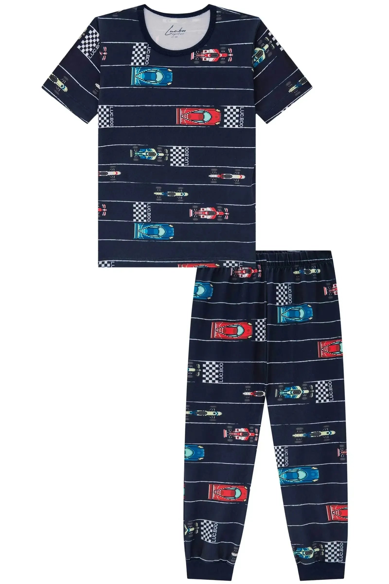 Conjunto de Pijama com Camiseta e Calça em Malha Comfy 85526 LucBoo Infantil Menino