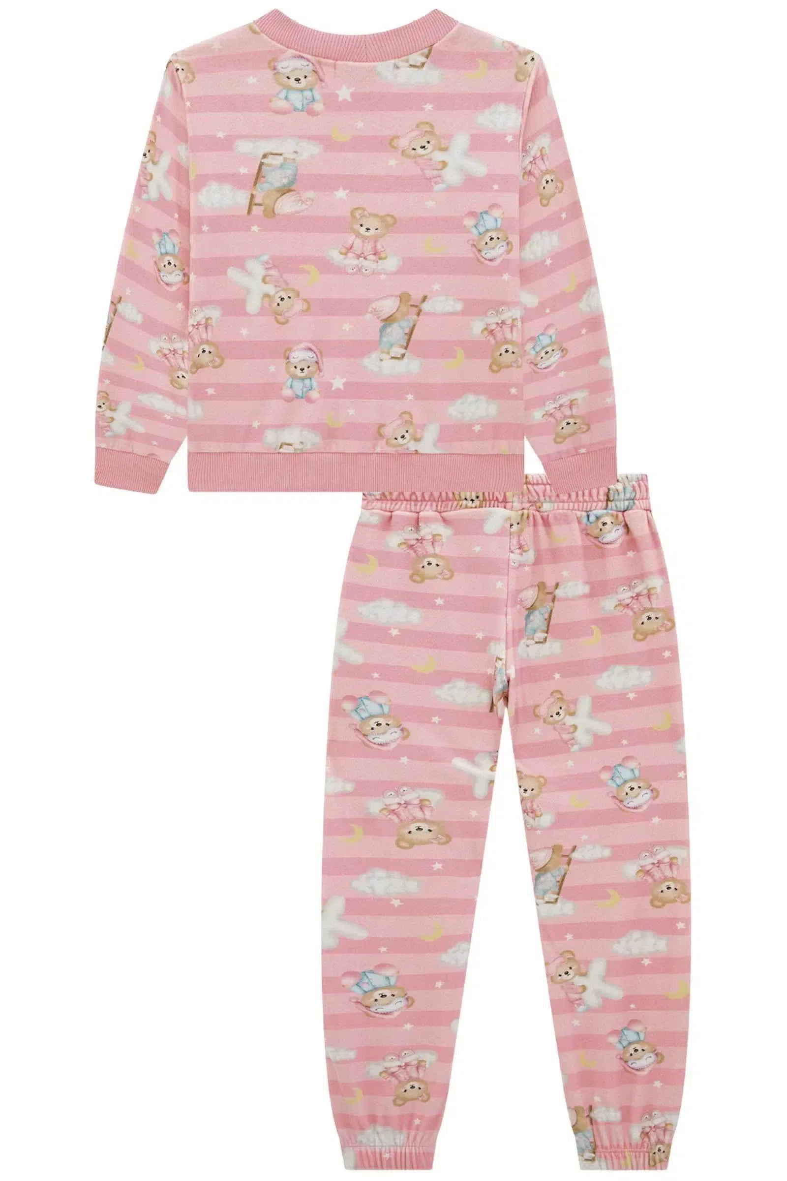 Conjunto de Pijama de Blusa e Calça em Fleece Luxo 79215 Kukiê Infantil Menina