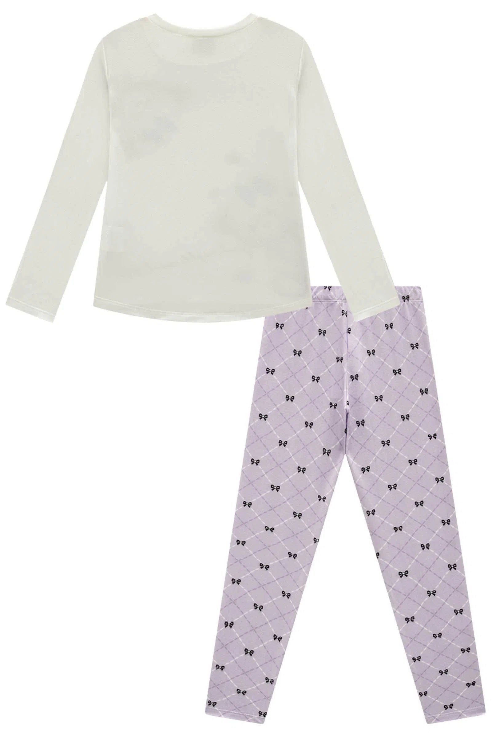 Conjunto de Pijama de Blusa e Calça Legging em Malha Comfy. Acompanha Máscara 80883 Infanti Infantil Menina