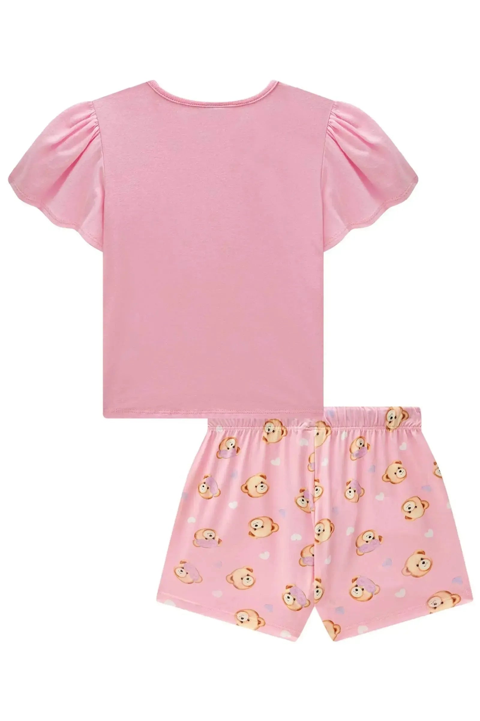 Conjunto de Pijama de Blusa em Meia Malha com Shorts e Malha Comfy 84161 Infanti Infantil Menina