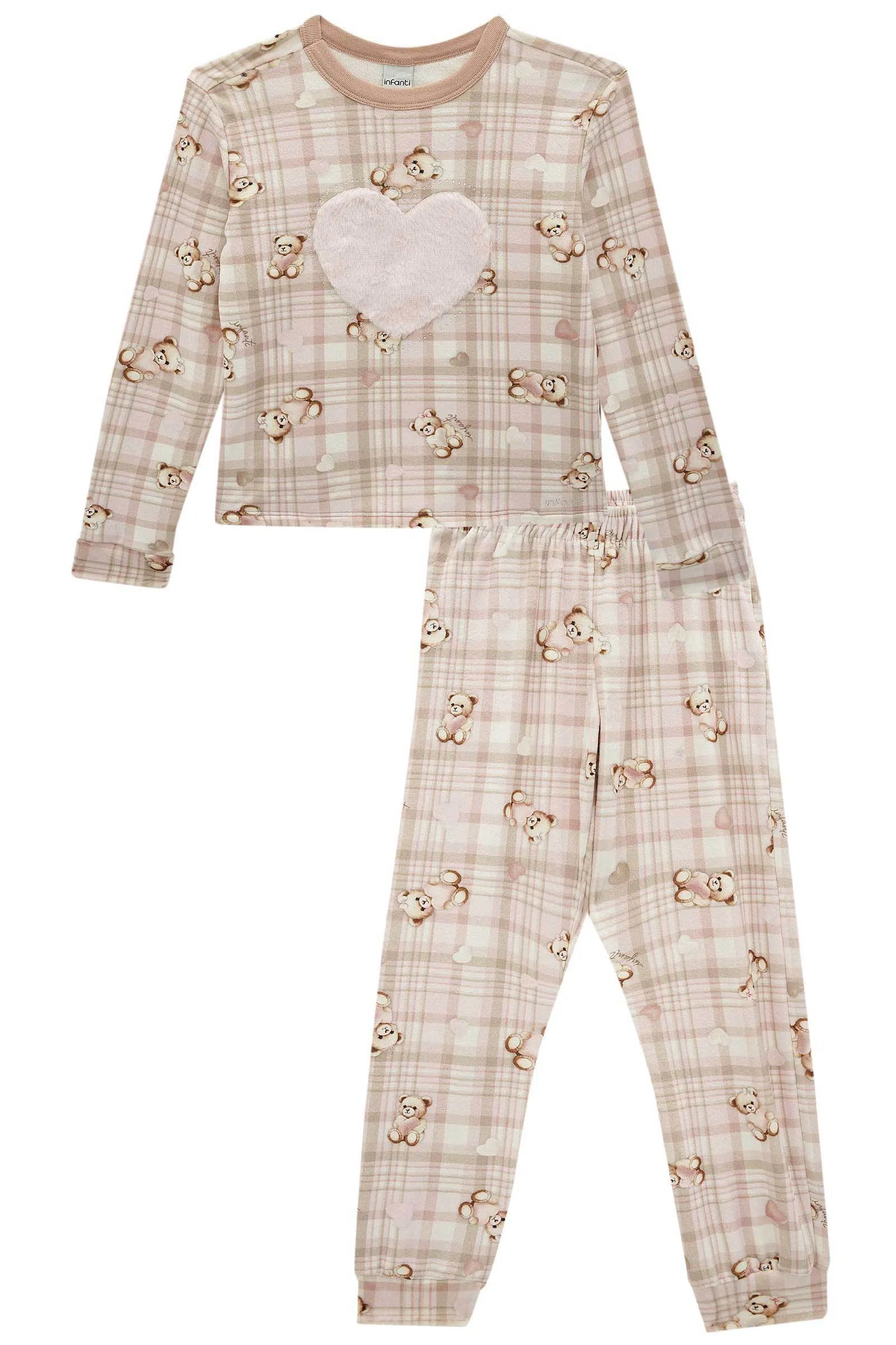 Conjunto de Pijama de Blusão e Calça em Fleece Luxo 80880 Infanti Infantil Menina