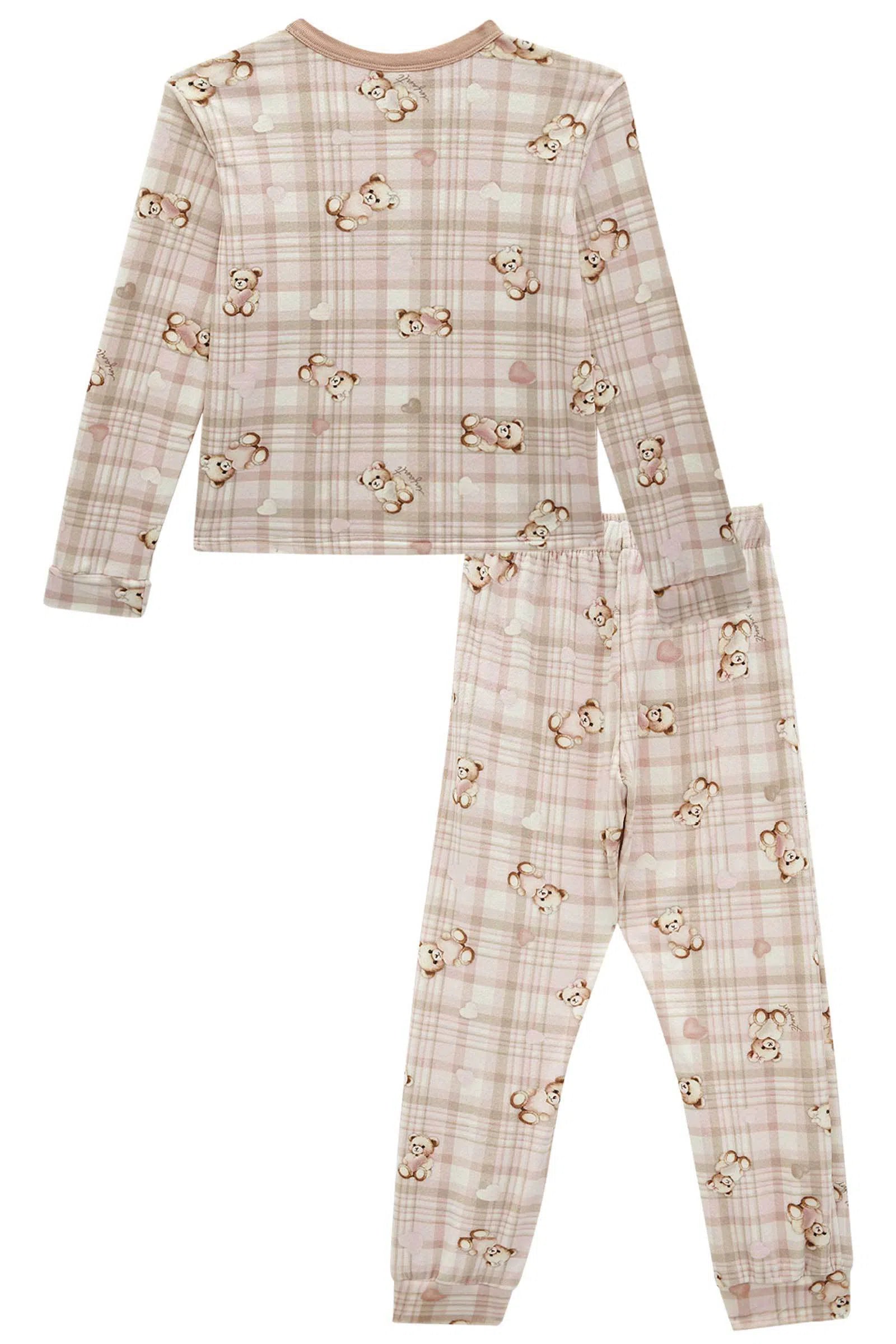 Conjunto de Pijama de Blusão e Calça em Fleece Luxo 80880 Infanti Infantil Menina