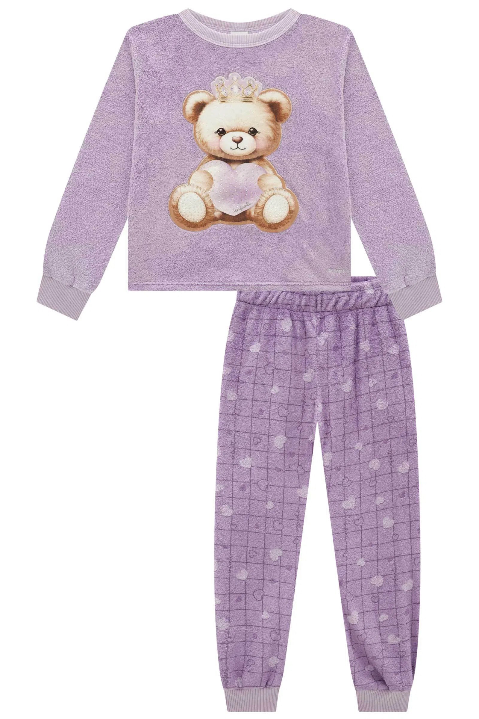 Conjunto de Pijama de Blusão e Calça em Soft Fleece 81242 Infanti Infantil Menina