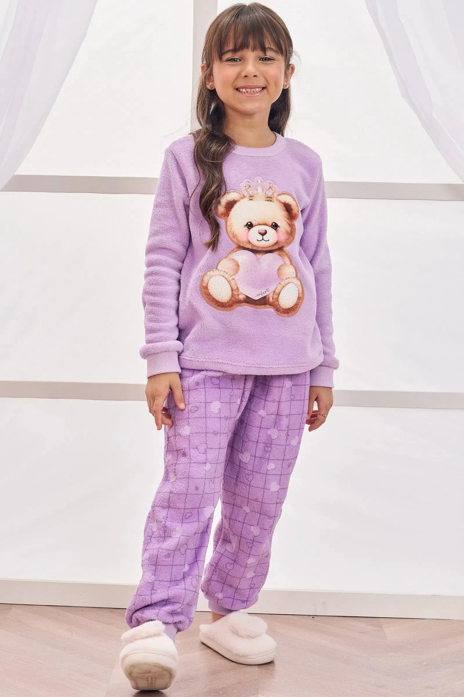 Conjunto de Pijama de Blusão e Calça em Soft Fleece 81242 Infanti Infantil Menina