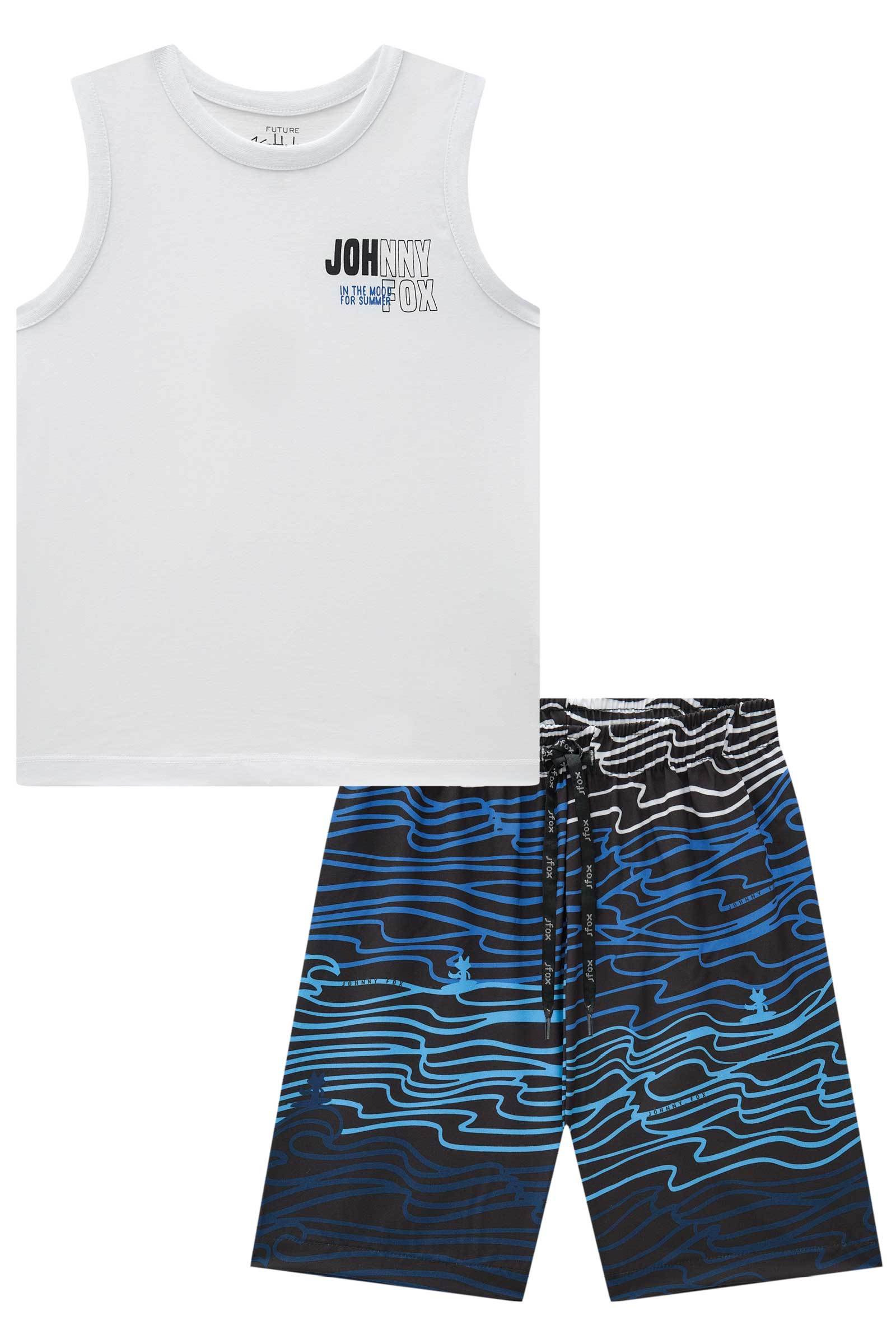 Conjunto de Regata em Meia Malha e Bermuda em Nylon Ergonomic com Elastano 83811 Johnny Fox Teen Menino