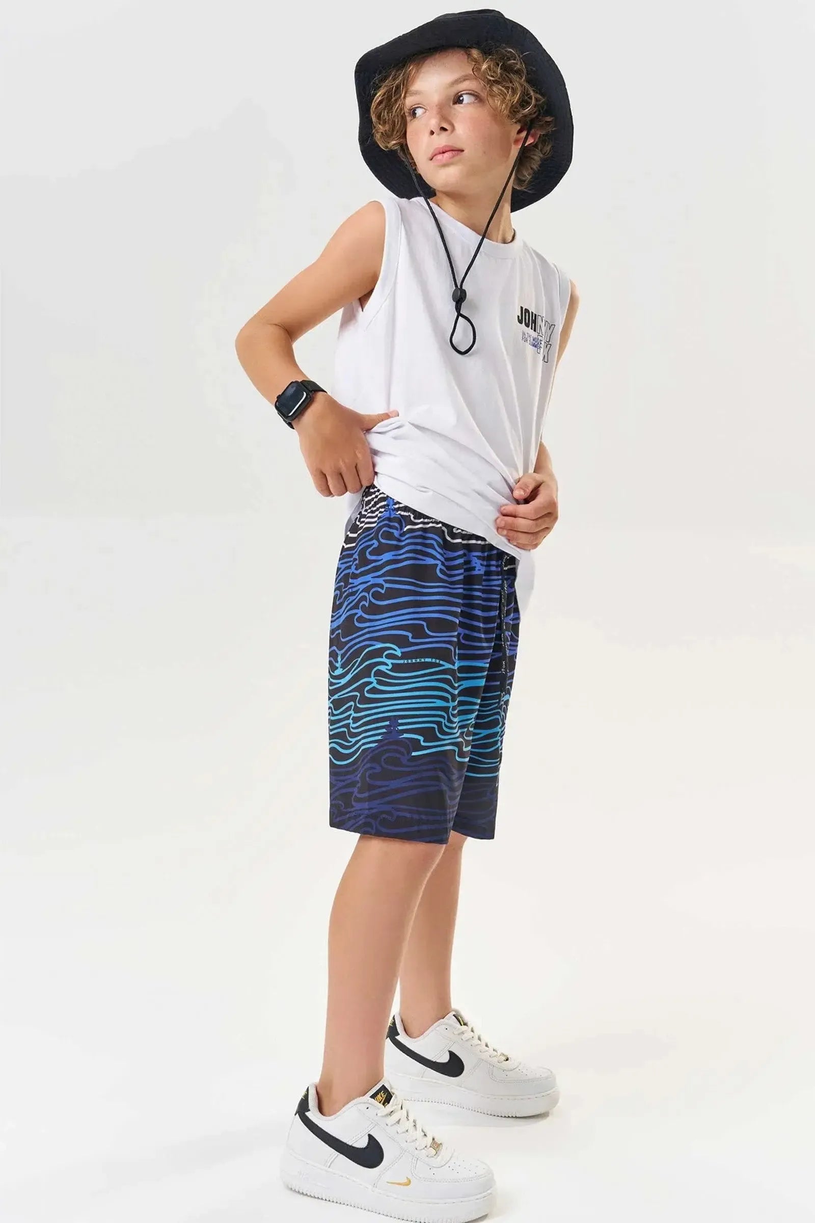 Conjunto de Regata em Meia Malha e Bermuda em Nylon Ergonomic com Elastano 83811 Johnny Fox Teen Menino