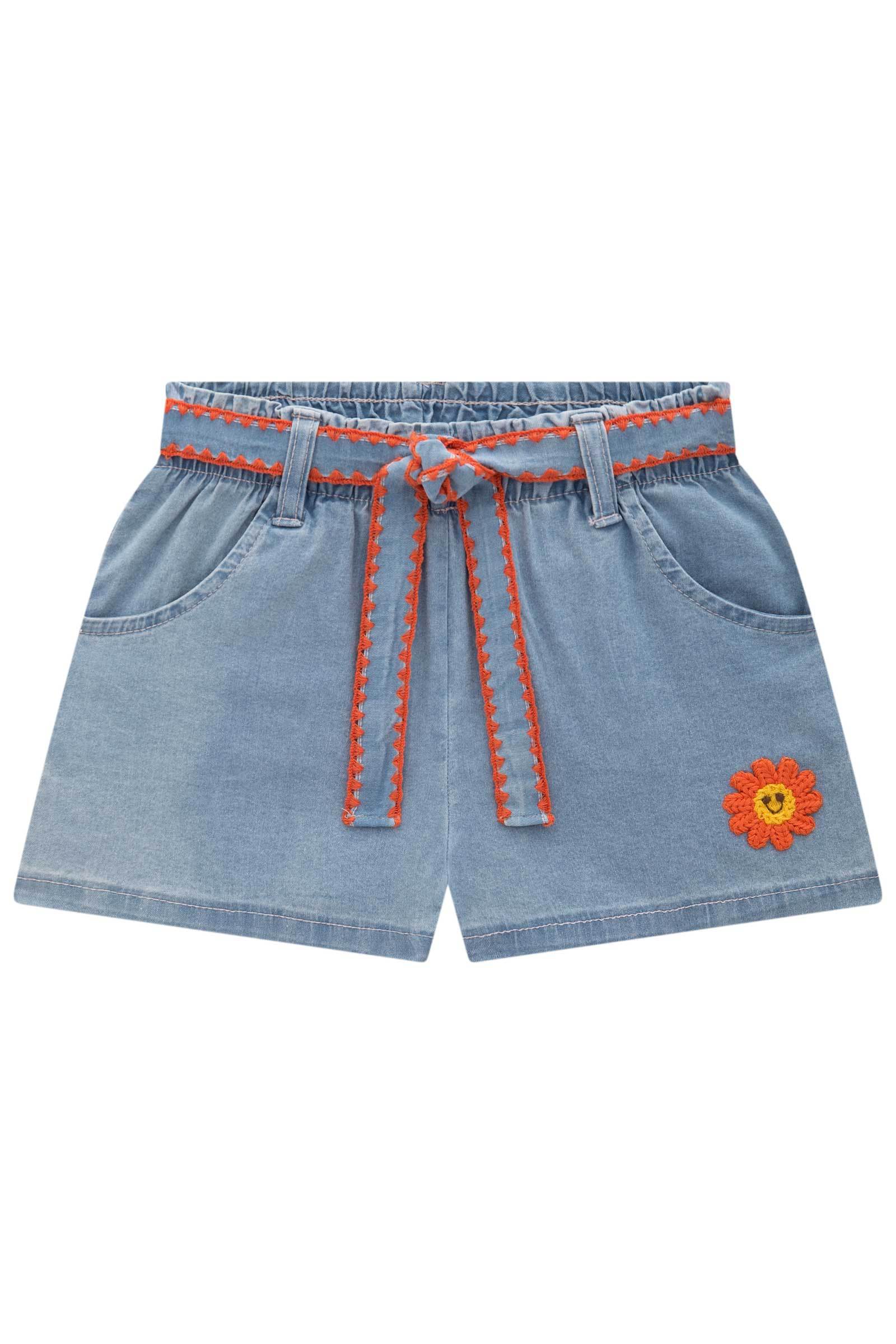 Conjunto de Regata em Ribana e Shorts em Jeans Teca 78913 Kukiê