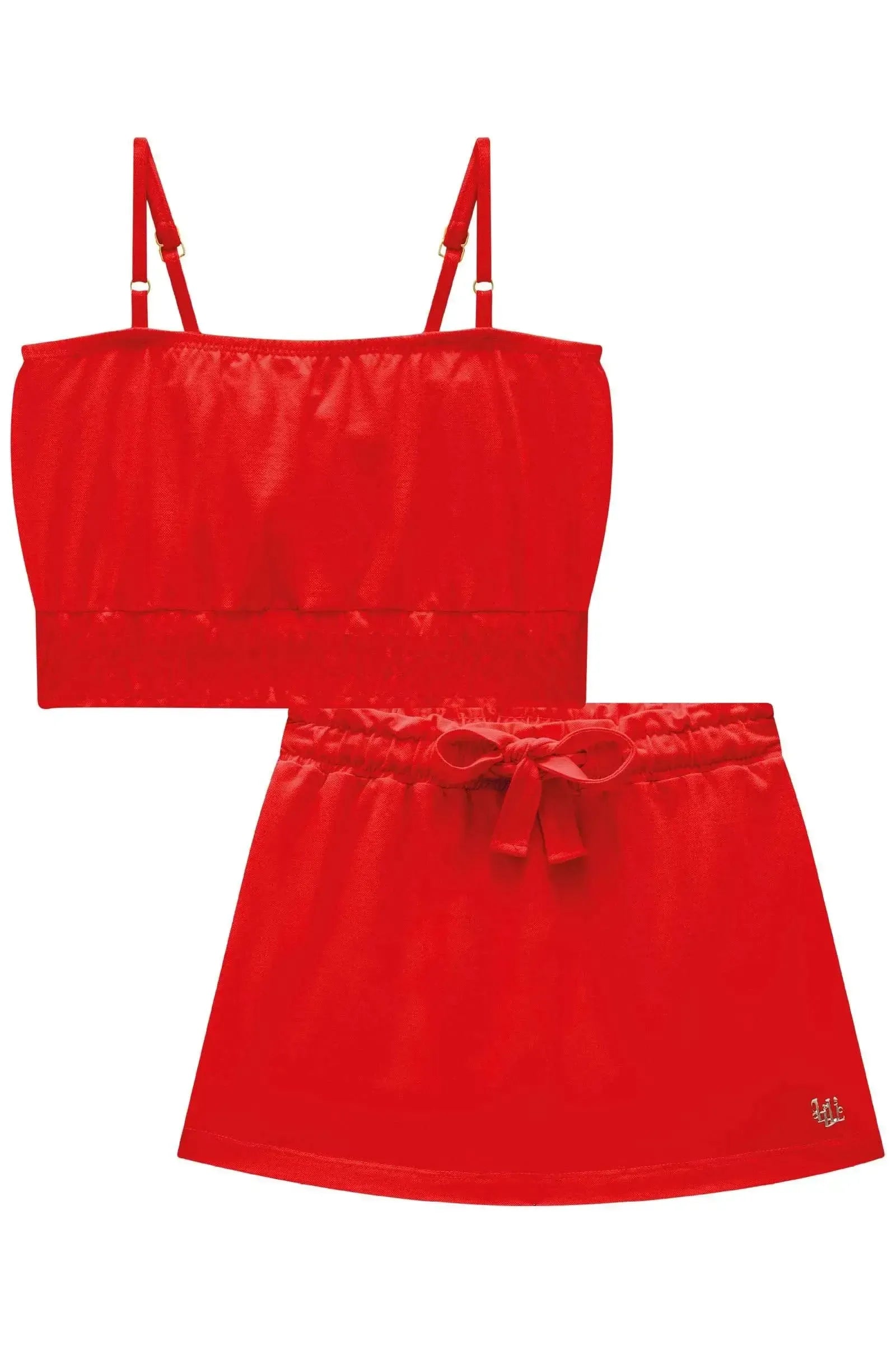 Conjunto de Top Boxy e Saia em Piquet com Shorts Embutido 84473 Lilimoon Teen Menina