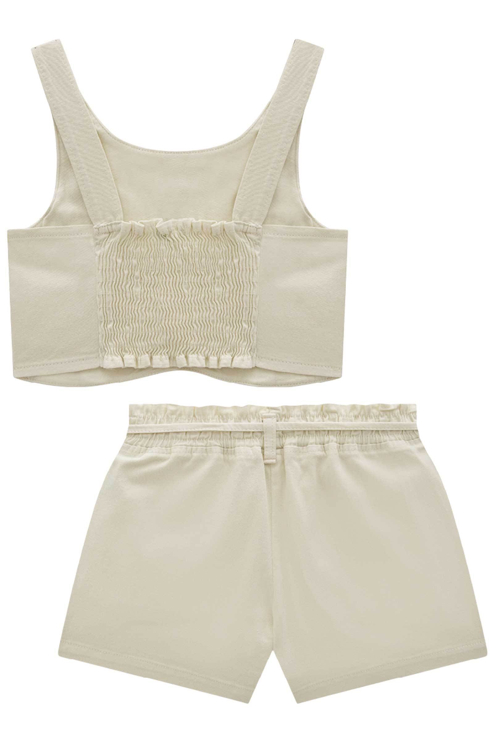 Conjunto de Top Cropped e Shorts em Sarja com Elastano 77252 Lilimoon