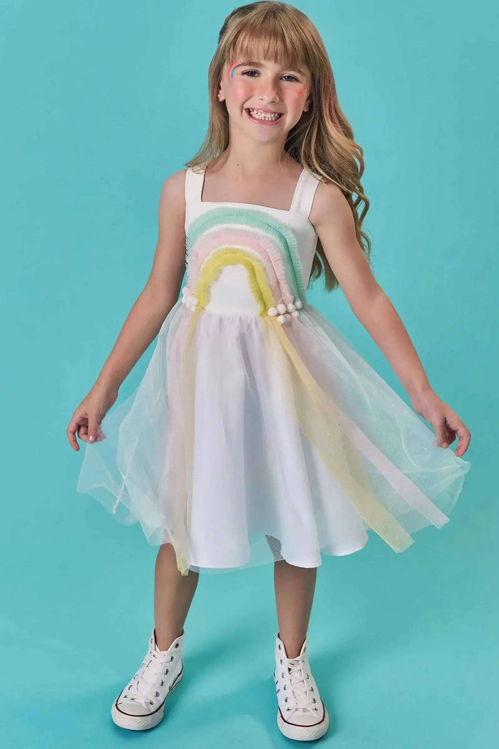Fantasia de Arco-íris em Fly Tech e Tule 85745 Infanti Infantil Menina