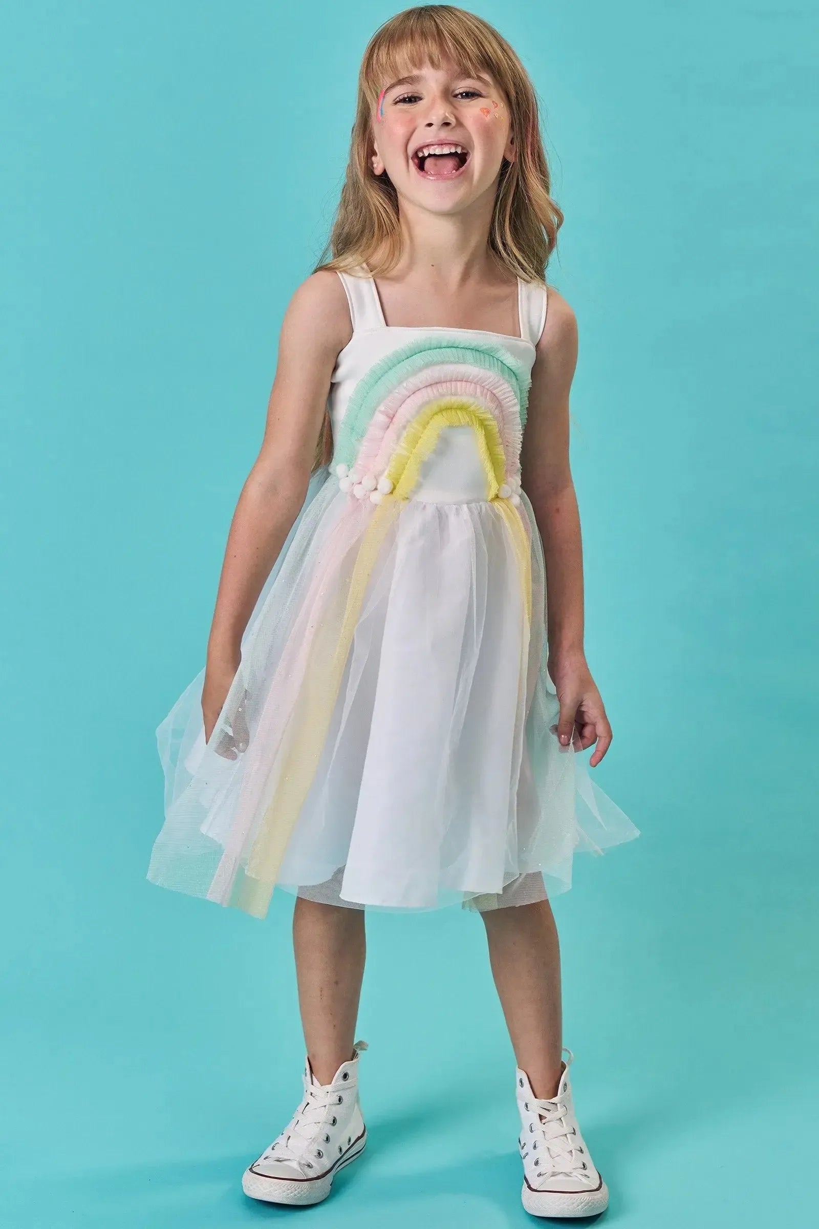 Fantasia de Arco-íris em Fly Tech e Tule 85745 Infanti Infantil Menina