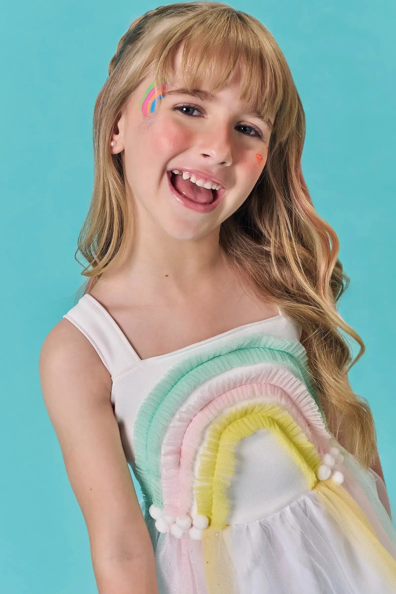 Fantasia de Arco-íris em Fly Tech e Tule 85745 Infanti Infantil Menina